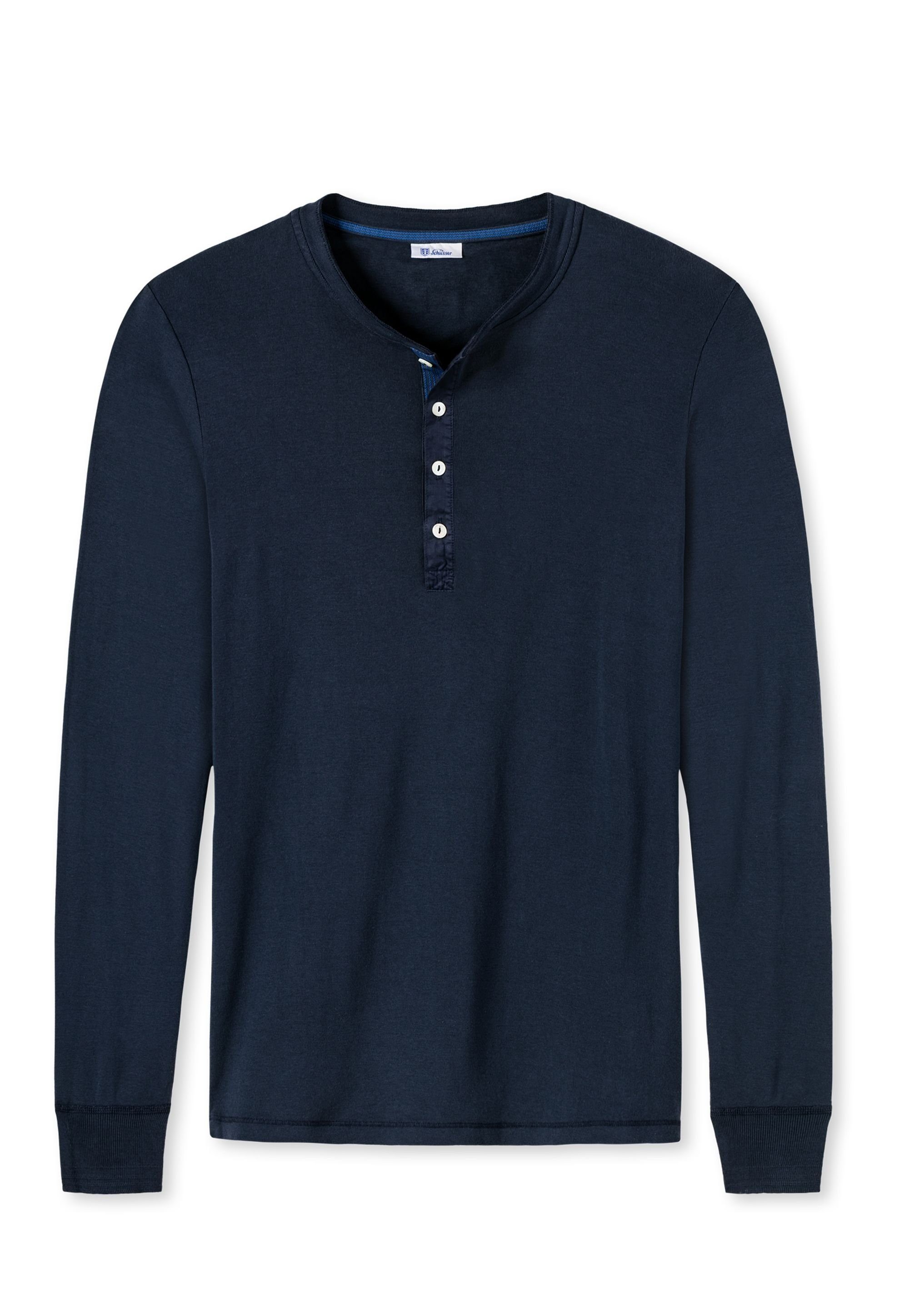 Blau Heinz Herren Shirt SCHIESSER Langarm, Unterhemd, - REVIVAL T-Shirt Karl