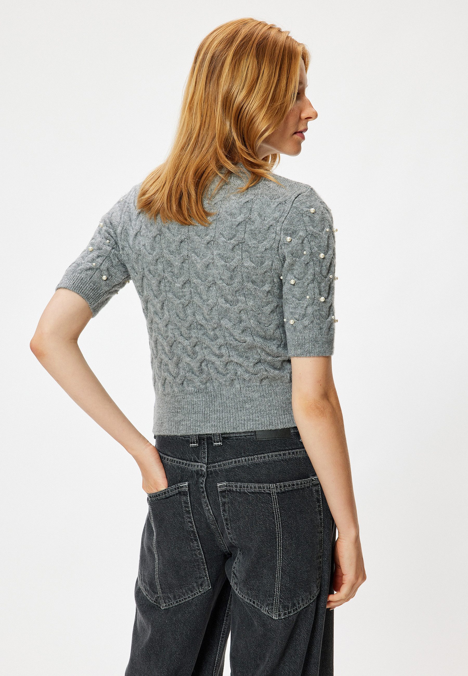 Koton Kurzarmpullover Rundhalsausschnitt Mit Steindetails