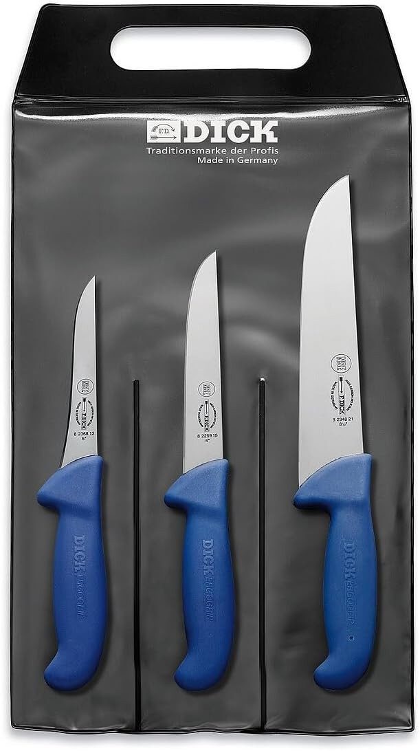 F. DICK Messer-Set Messer Set ErgoGrip 3-teilig Art.Nr.: 82559000 (3-tlg), Ausbeinmesser (13cm), Ausbeinmesser (15cm), Blockmeser (21cm)