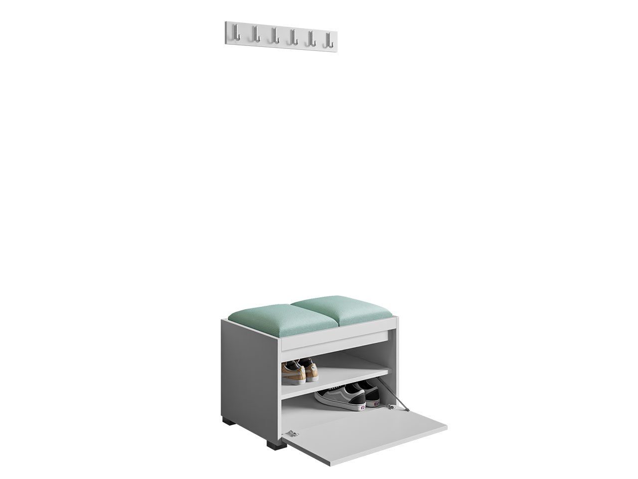 MIRJAN24 Garderoben-Set Grawis 60 I, (Komplett-Set, 2x Sitzpaneel 30x30, Schuhschrank, Kleiderhakenbrett), Enthält 6 Kleiderhaken für Kleidung