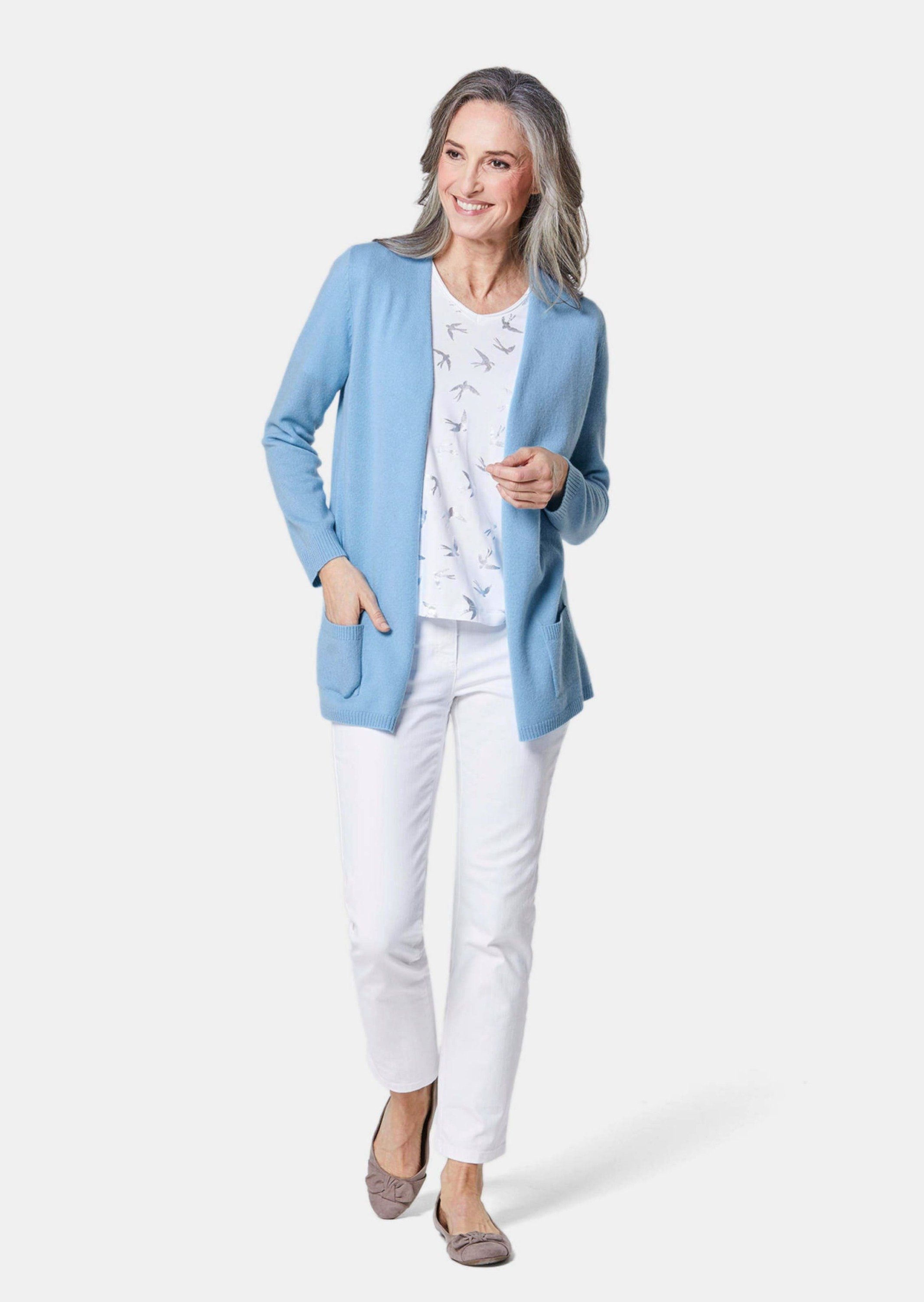 GOLDNER Strickjacke Langarm Feinstrick-Cardigan Damen Strickjacke aus reine günstig online kaufen