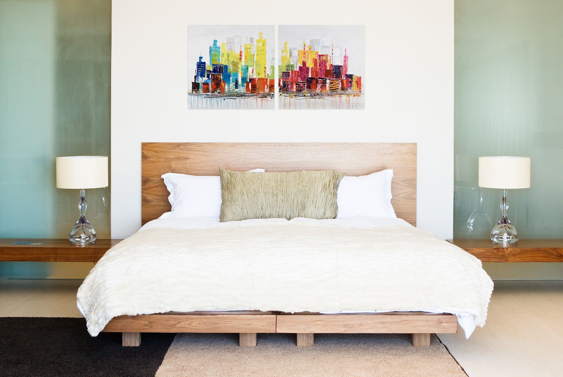 KUNSTLOFT Gemälde City of Lights 120x60 cm, Leinwandbild 100% HANDGEMALT Wandbild Wohnzimmer