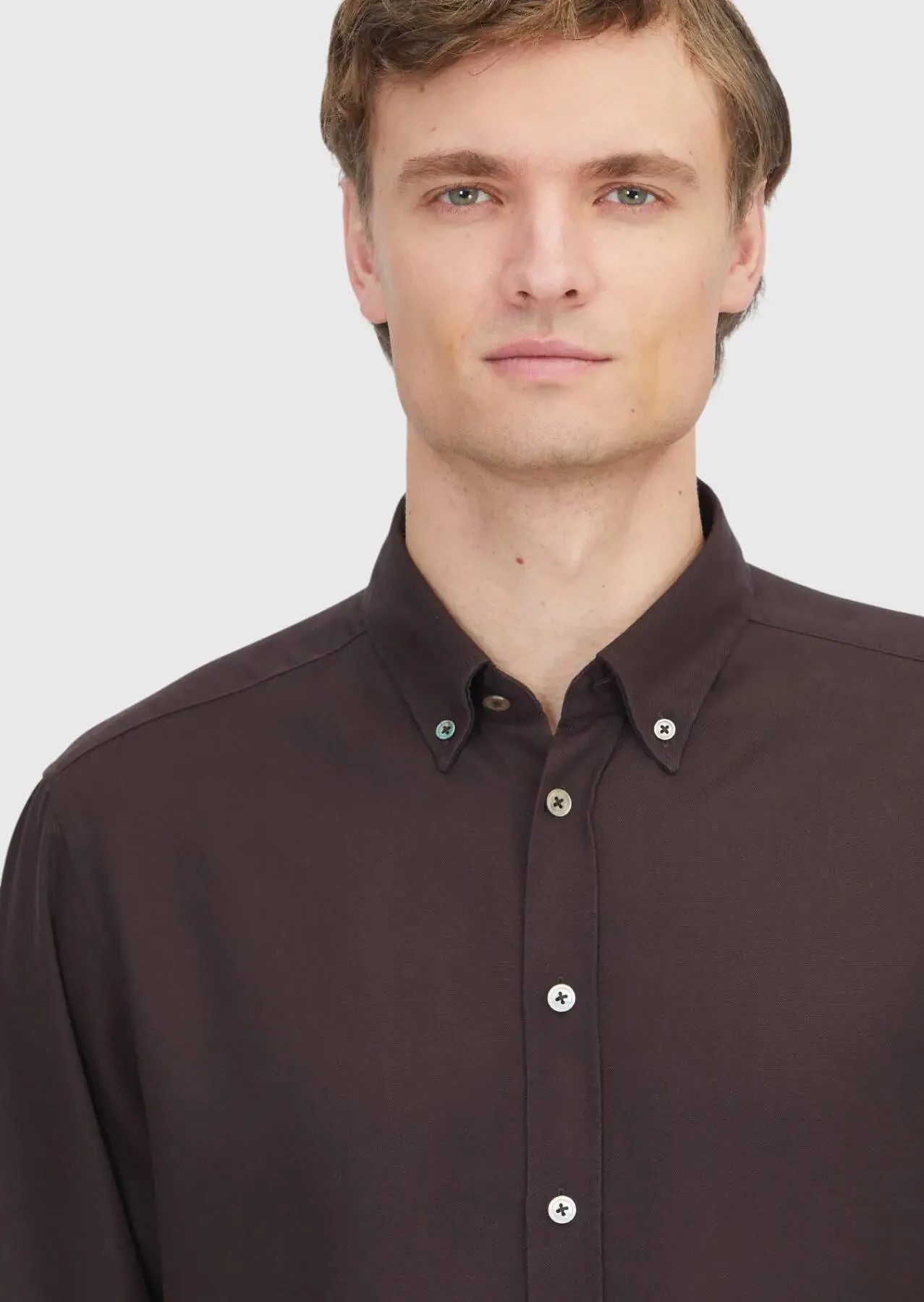 RAMSEY Hemdbluse Braunes, schlichtes Freizeithemd