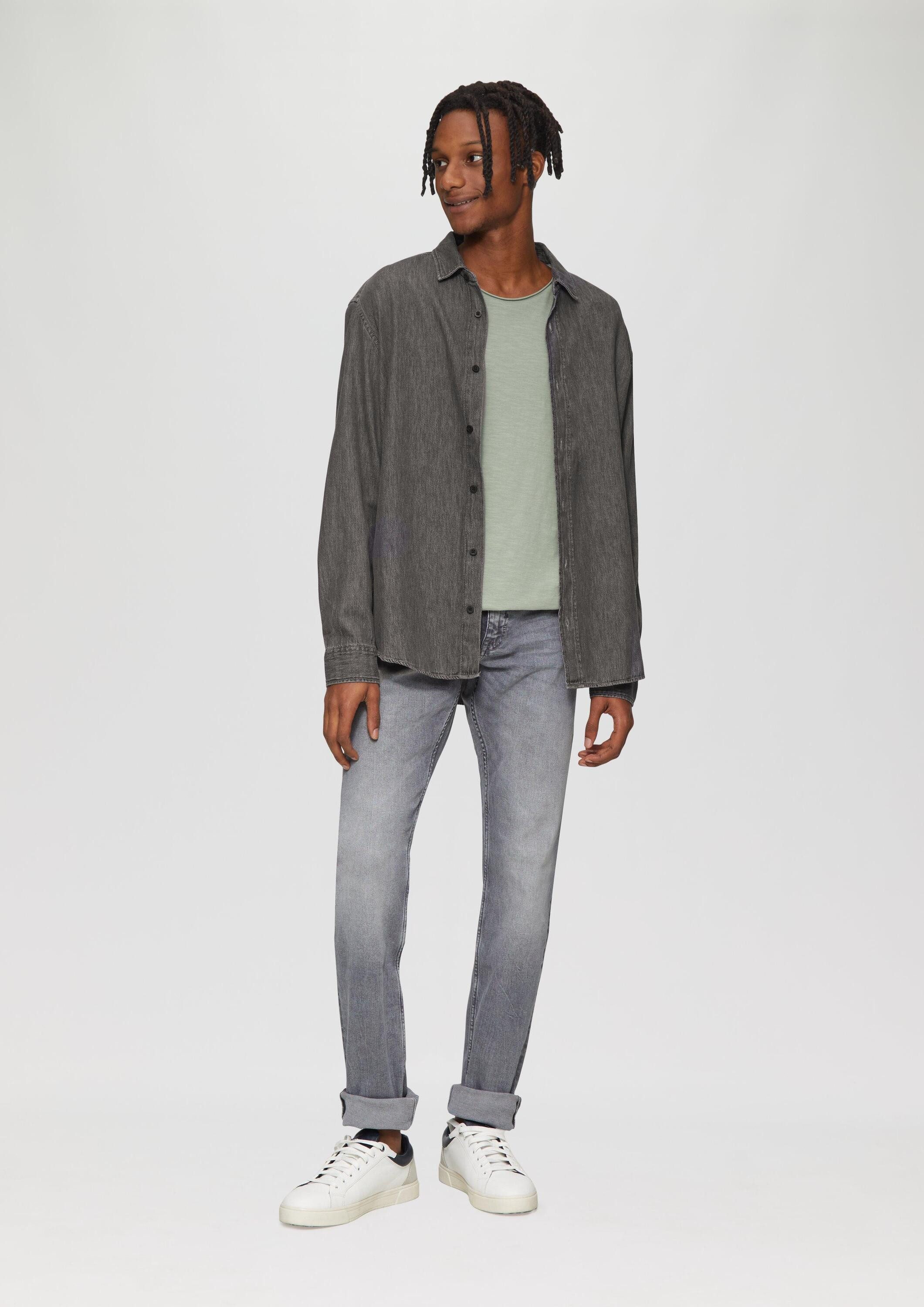 QS Langarmhemd Hemd Regular Fit: Denim-Hemd