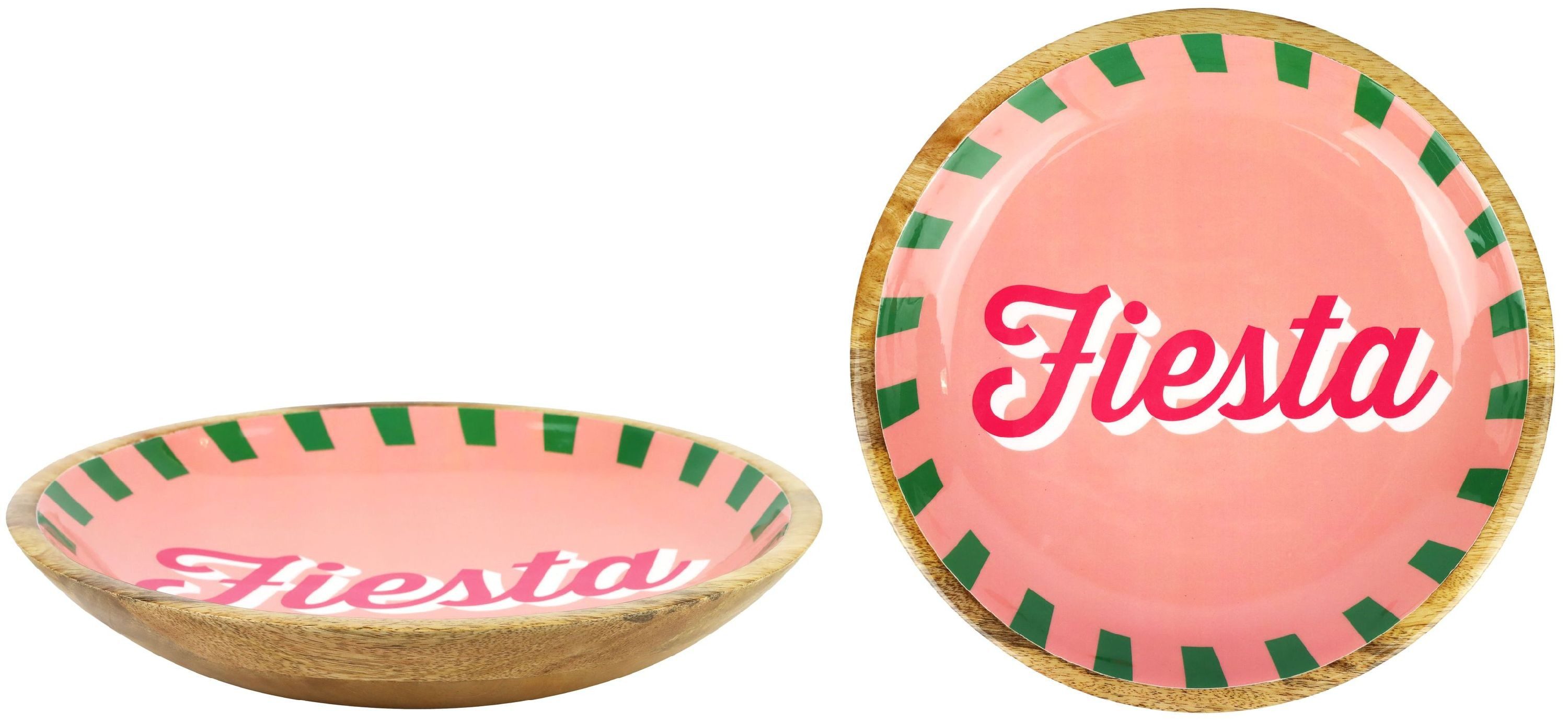 FURNARO Dekoschale (1 St., 1 Schale), Dekorative Holzschale mit auffälligem rosa Design