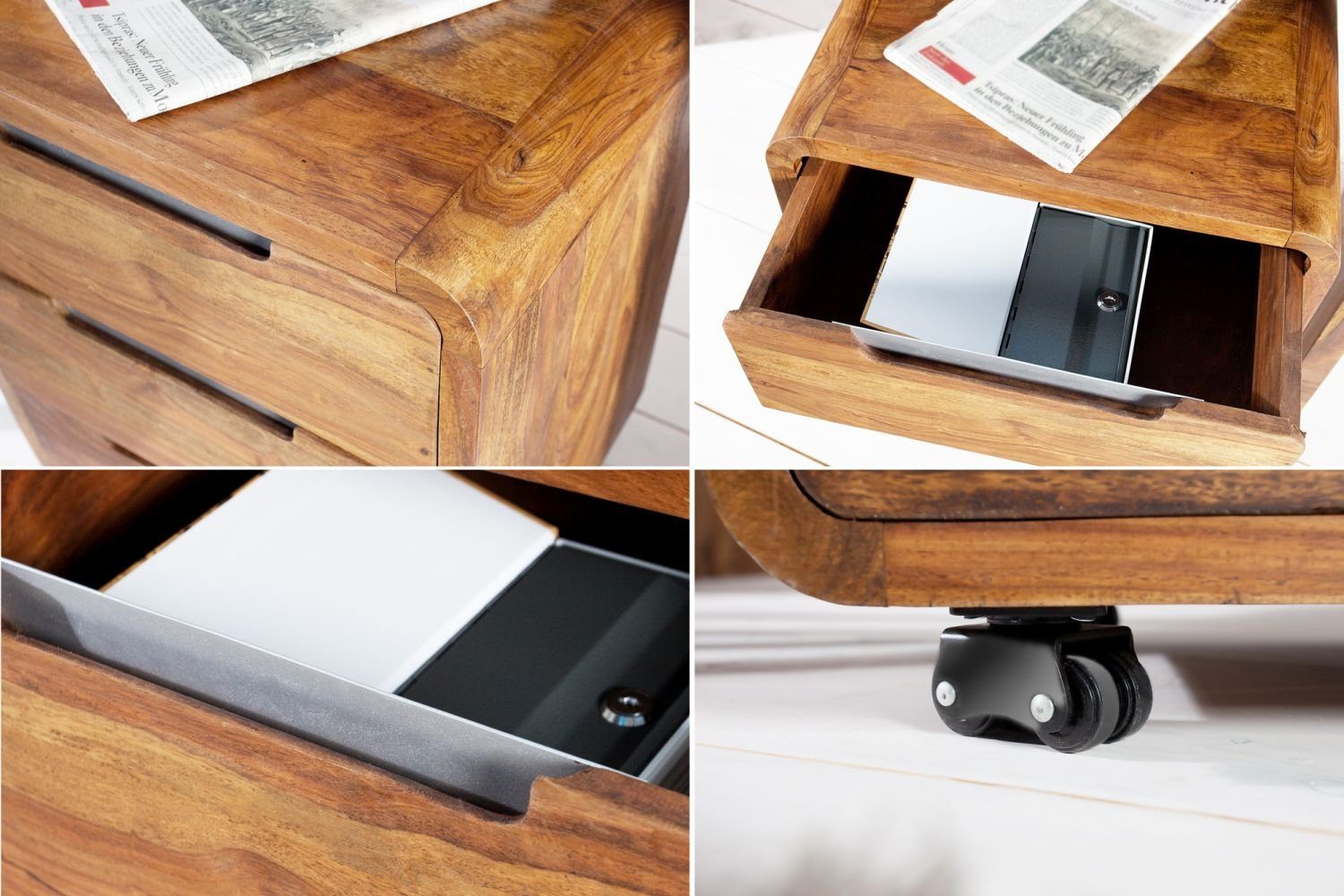 Licht-Erlebnisse Rollcontainer THELA, Rollcontainer Holz 50 x 60 x 40 cm 3 Schubladen Bürocontainer