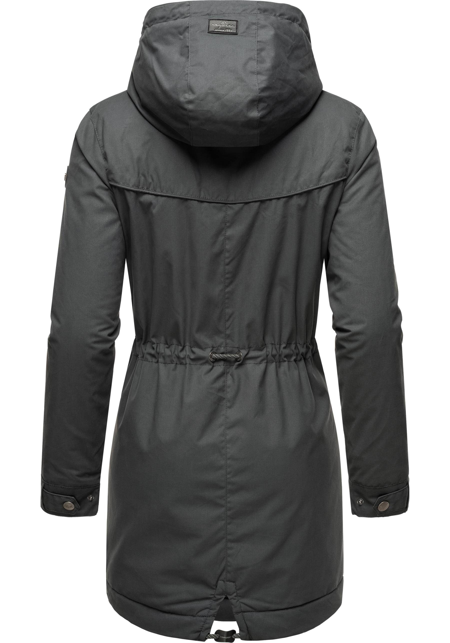 Ragwear Winterjacke Parka YM-Canny stylischer mit Kapuze Kurzmantel dunkelgrau Damen