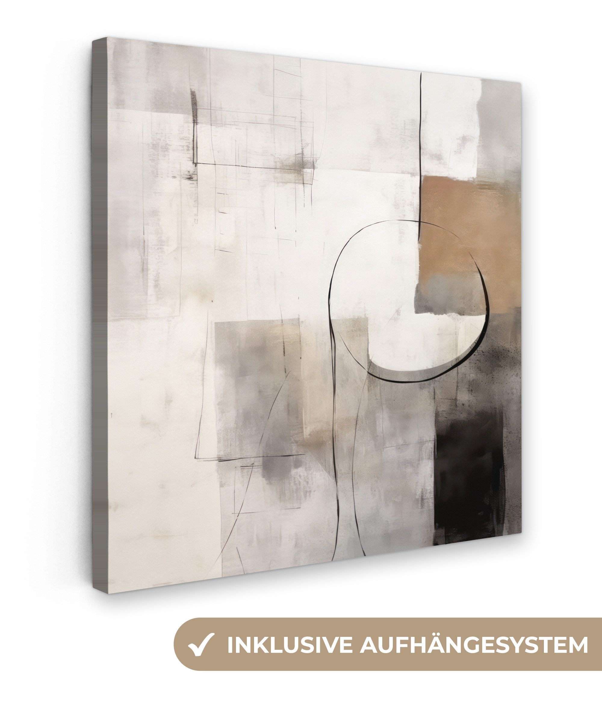OneMillionCanvasses® Leinwandbild Abstrakte Kunst - Industriell - Weiß - Grau, Fotodruck (1 St), Wandbild, Deko Schlafzimmer Wohnzimmer Flur 20x20 cm
