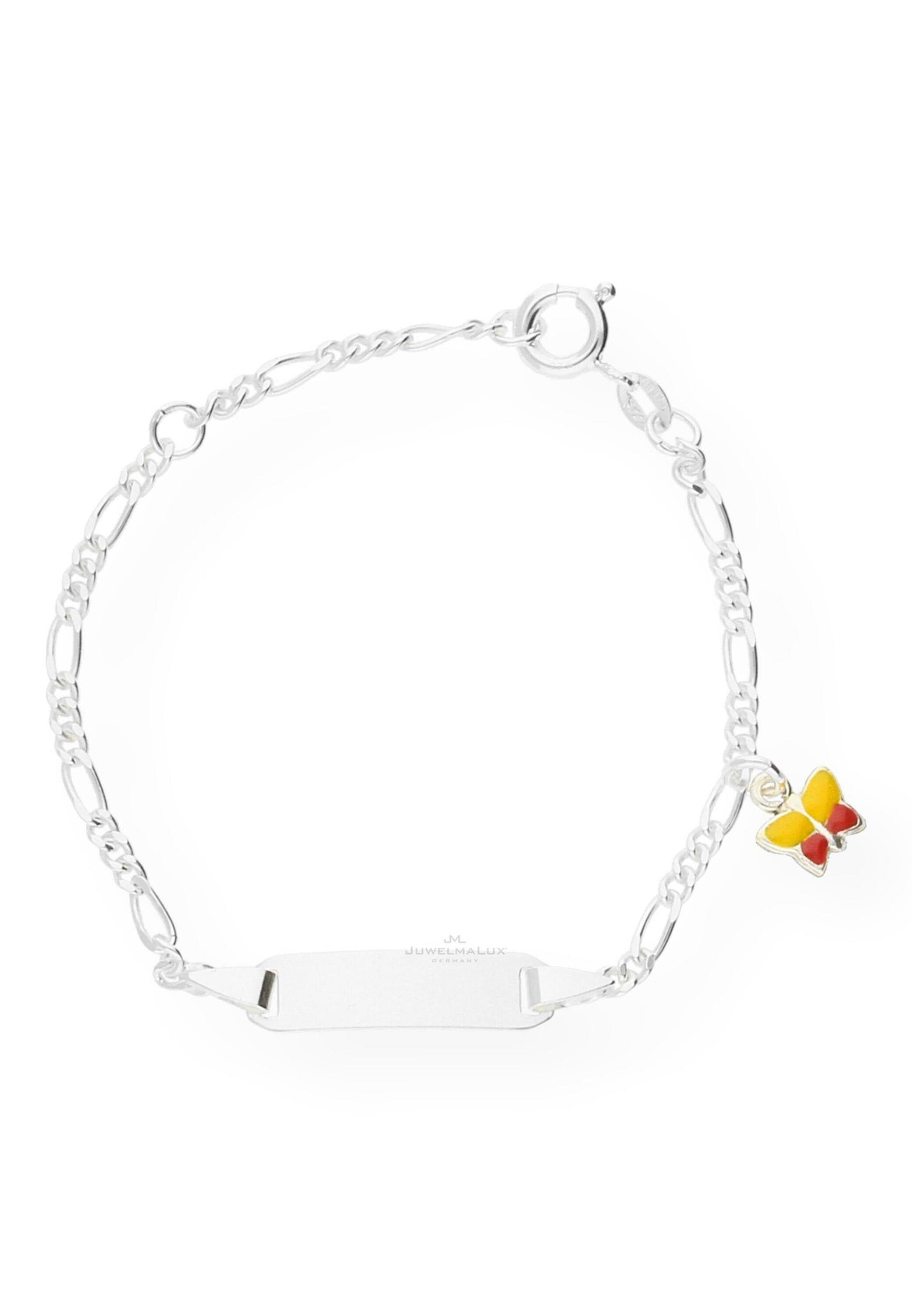 (1-tlg), mit Silber Kinder-Armband JuwelmaLux Silberarmband Kinder-Armband Gravurplatte 925/000, mit Silber Schmetterlinganhänger inkl. Schmuckschachtel