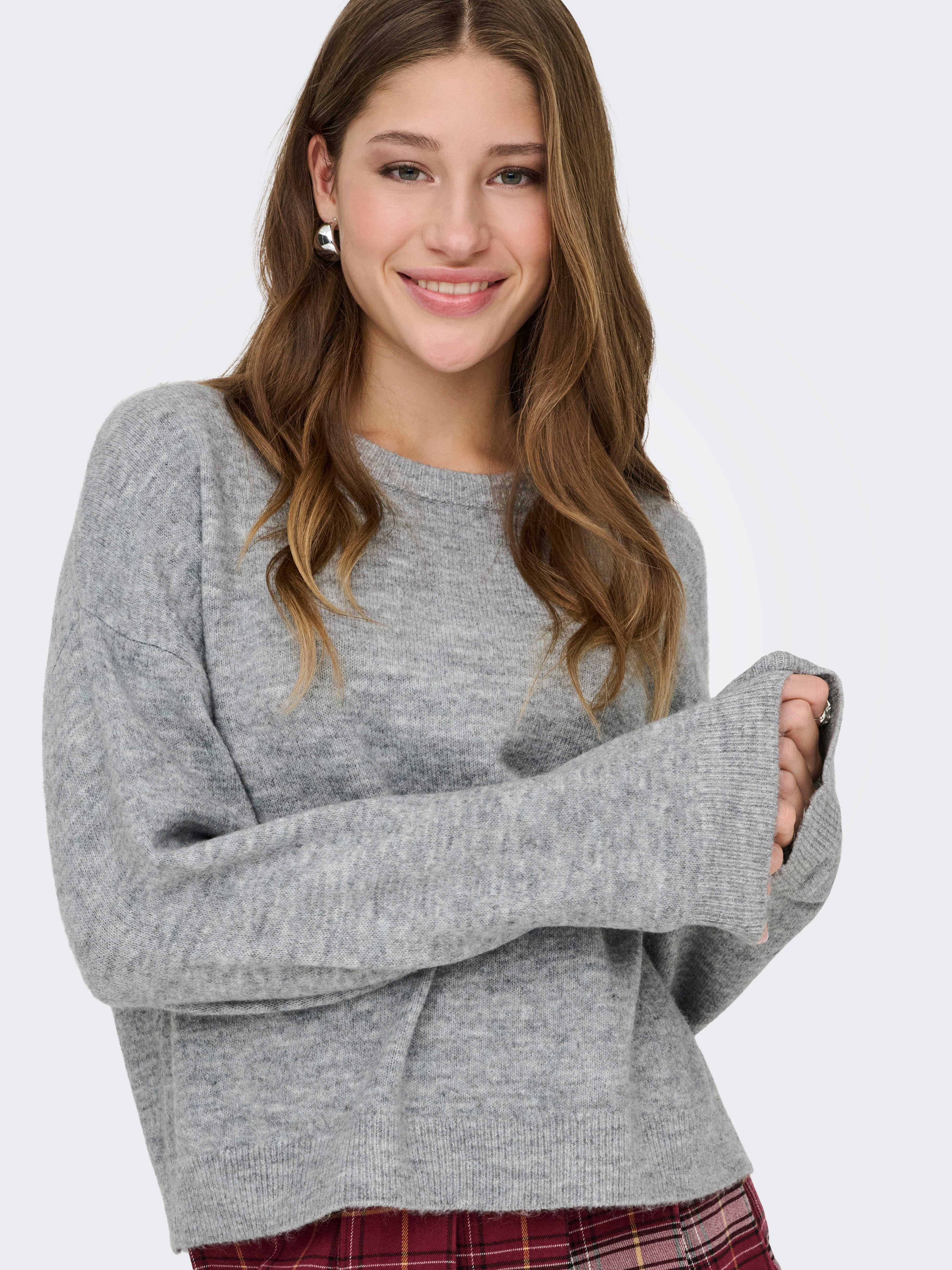 ONLY Rundhalspullover ONLSIMONI L/S O-NECK PULLOVER KNT NOOS Materialmix, regular fit