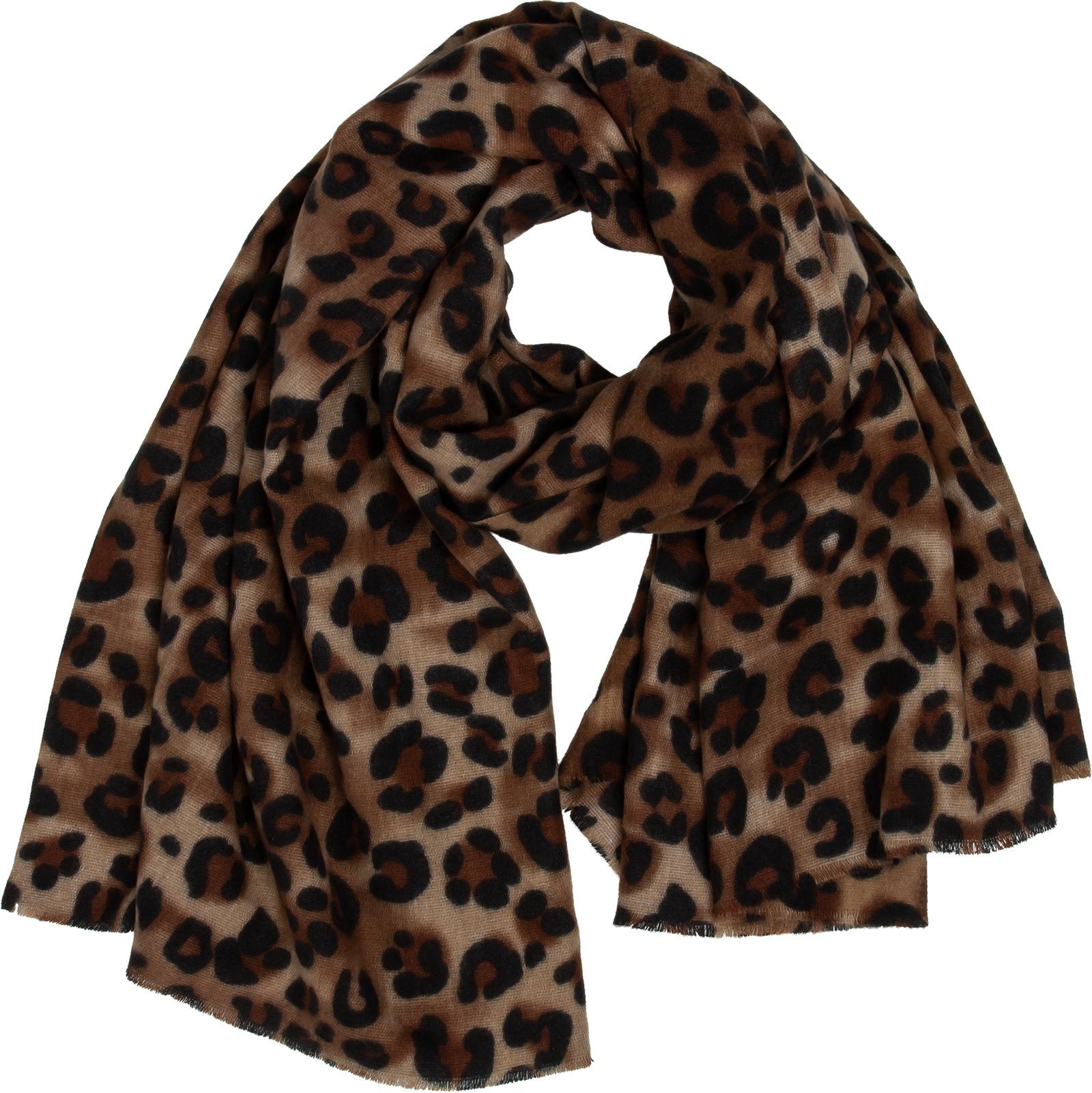 Caspar Modeschal SC501 weicher warmer Damen XL Schal mit Leo Animal Print