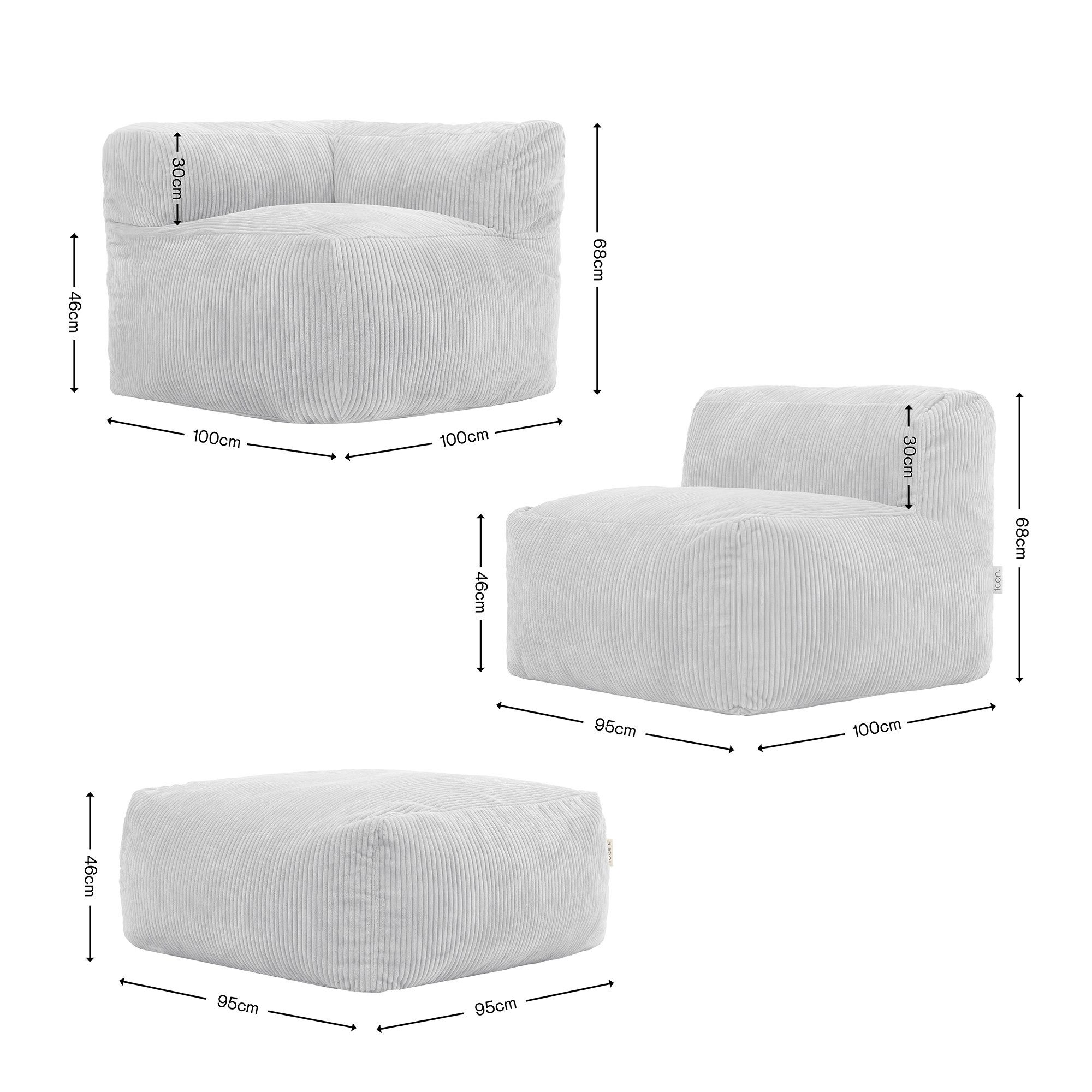 icon Sofa Modulares Ecksofa 4 Stück aus Cord Flauschig „Zen“, Spar-Set, Schaumstoff Füllung, für Wohnzimmer, für Schlafzimmer – Bild 5 von 5