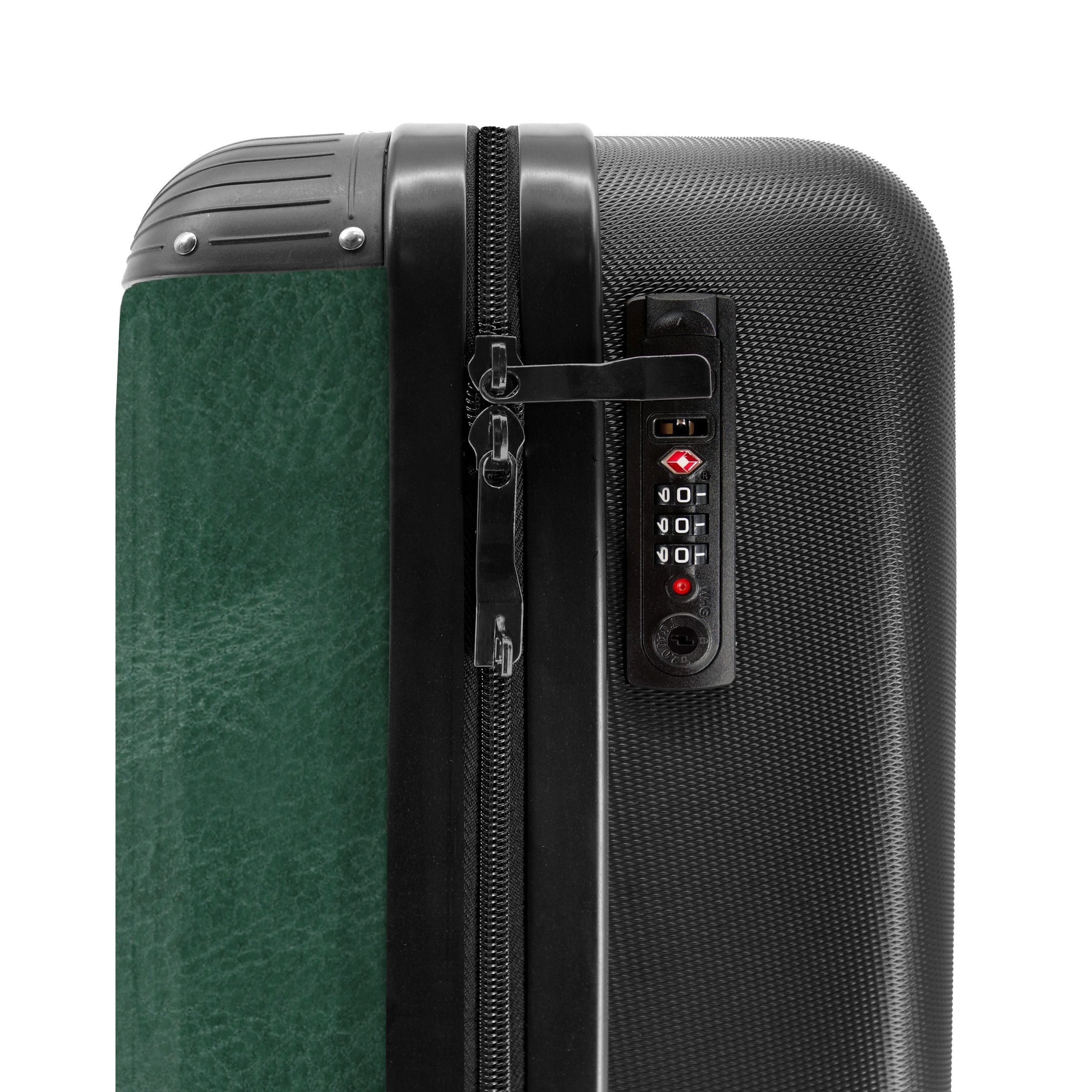 NoBoringSuitcases.com© Hartschalen-Trolley Lederoptik mittelgrün 55x35x20cm, 4 Rollen, Reisetasche mit Rollen, Koffer Handgepäck Flugzeug