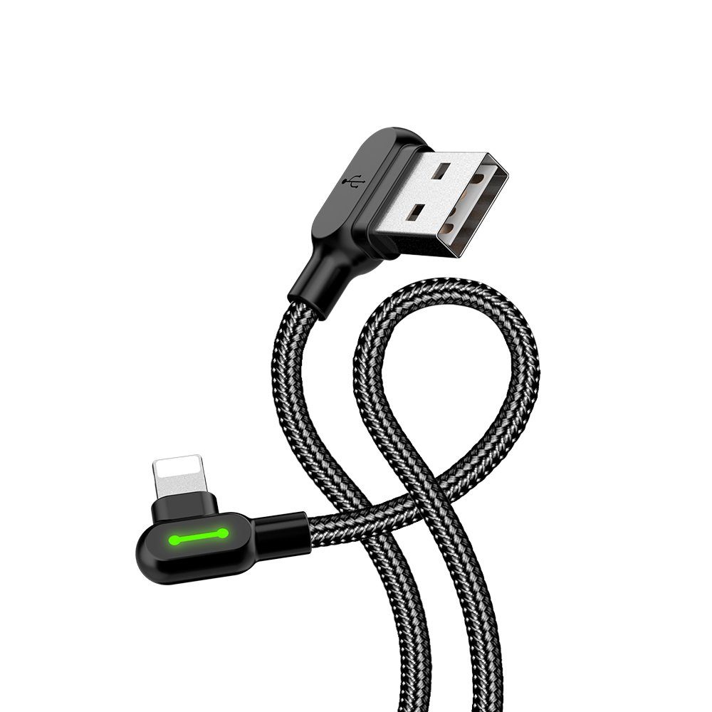 mcdodo LED 90 Grad M Ladekabel Winkel USB Kabel Nylon geflochten USB-Kabel, Standard-USB, Lightning (180 cm), Winkelstecker
