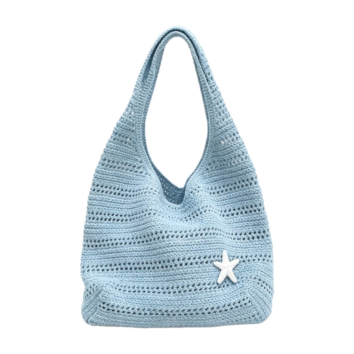 FOUORTUNATE-BEE Schultertasche Seestern Tasche, Häkeltasche, Schultertasche, große Strandtasche Damen, Seestern Strandtasche für Urlaub, Freizeit, Alltag, mit Blumenmotiv