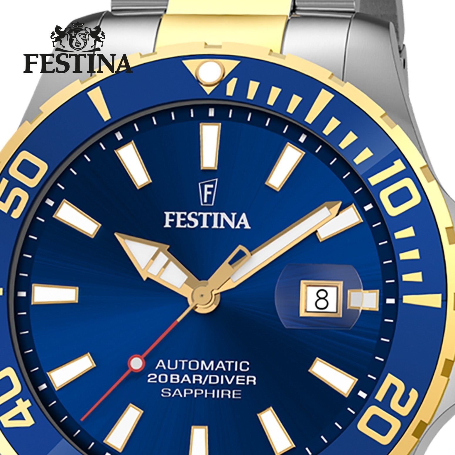 Festina Automatikuhr Festina Herrenuhr Automatik, (Analoguhr), Herren Armbanduhr rund, Edelstahlarmband silber, gold, Elegant
