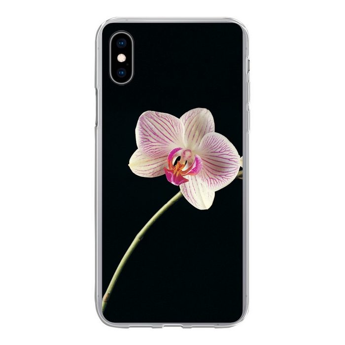 MuchoWow Handyhülle Orchidee - Blumen - Schwarz - Rosa - Knöpfe Handyhülle Apple iPhone Xs Max Smartphone-Bumper Print Handy