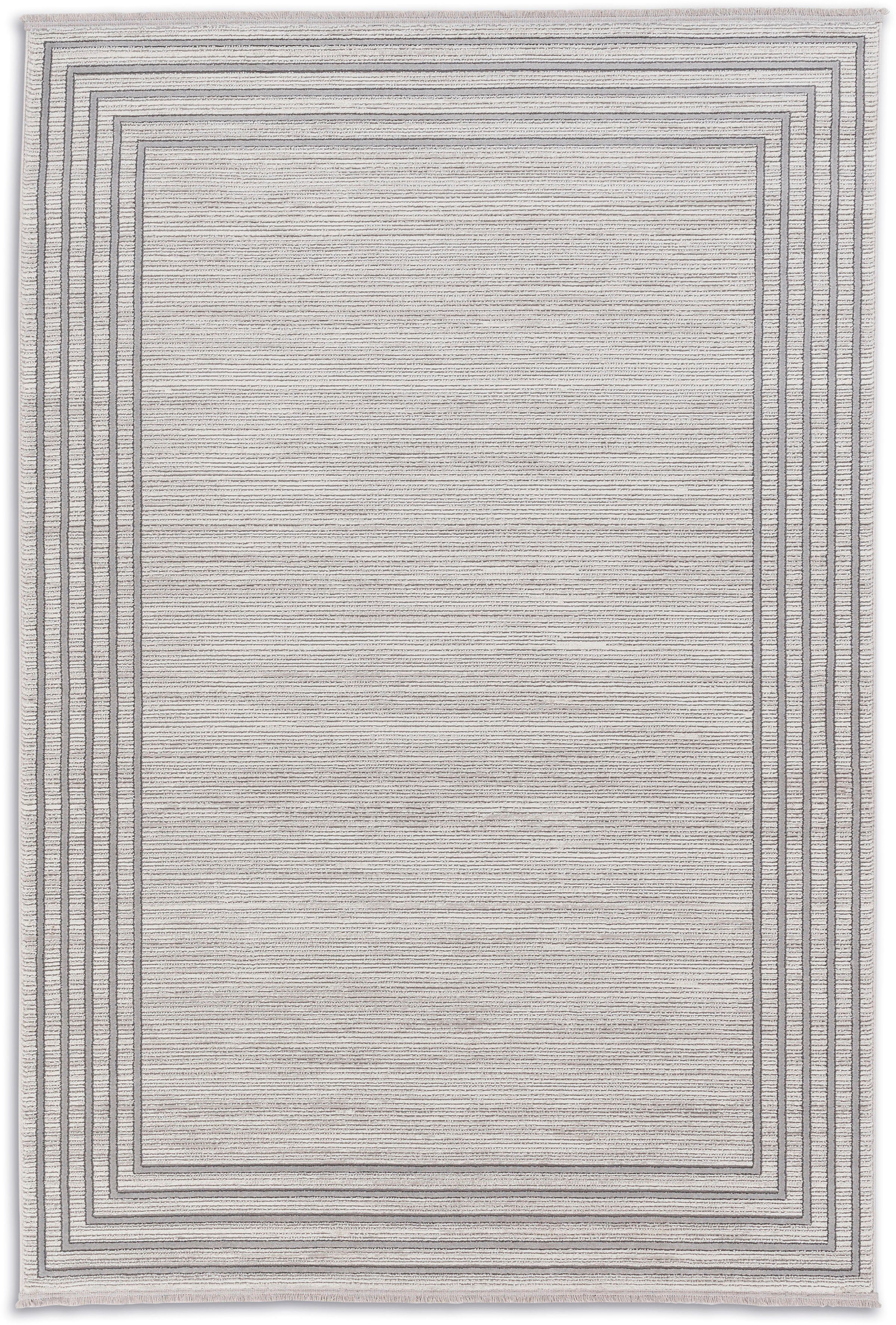 Teppich Vercelli 231/232 weiche Oberfläche, mm, mit 3-D Höhe: Wohnzimmer Effekt, Kurzflorteppich, 9 wollig ASTRA, silberfarben rechteckig, Fransen