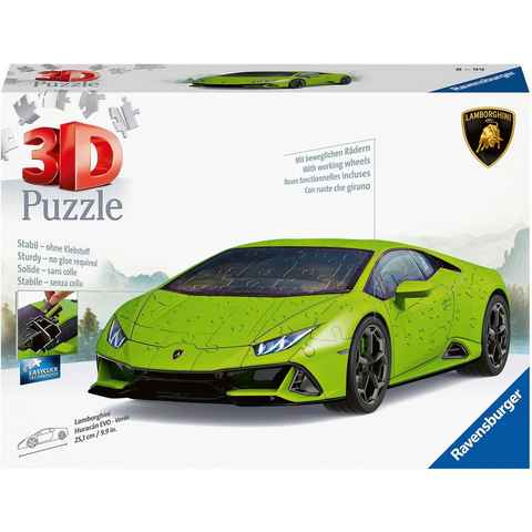 Ravensburger 3D-Puzzle Lamborghini Huracán EVO - Verde, 108 Puzzleteile, FSC® - schützt Wald - weltweit