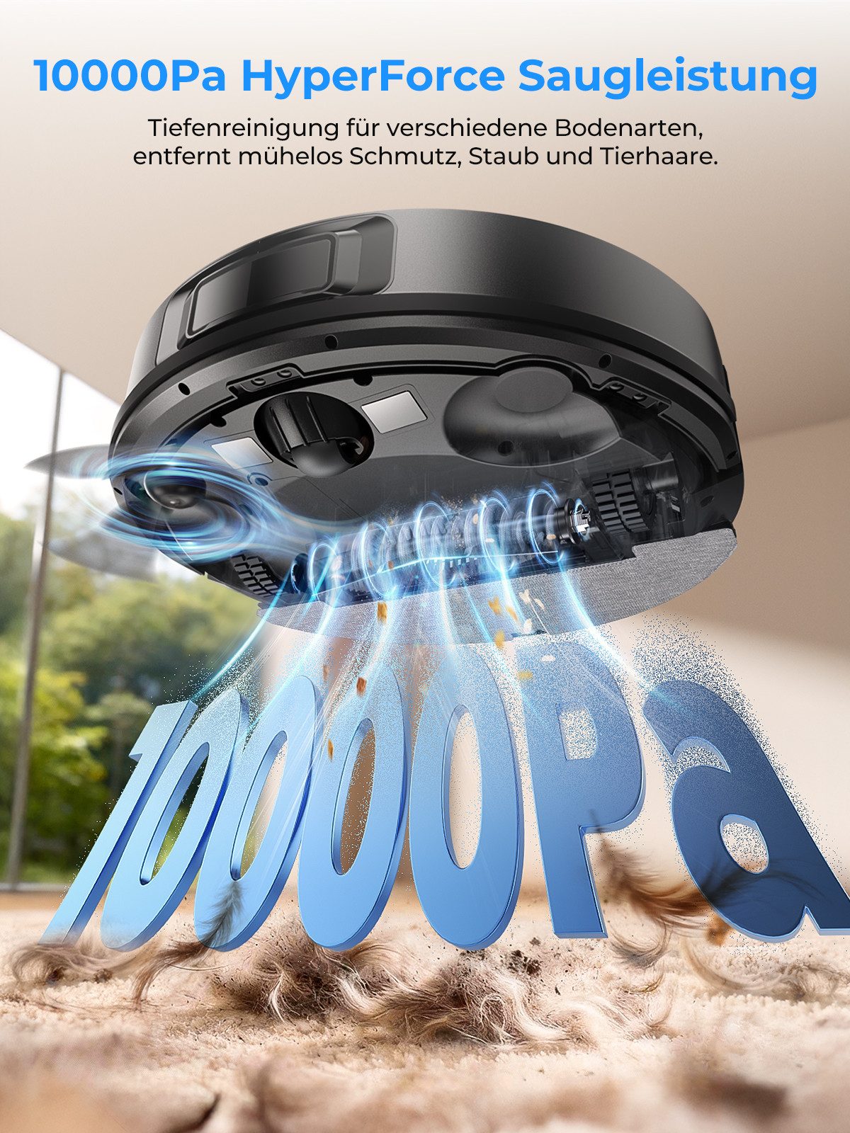 Laresar Saugroboter mit Wischfunktion und Absaugstation L30, 10.000 Pa, LiDAR-Navigation, beutellos, 4-in-1 Reinigung, 200 Min Laufzeit, APP-Bedienbar