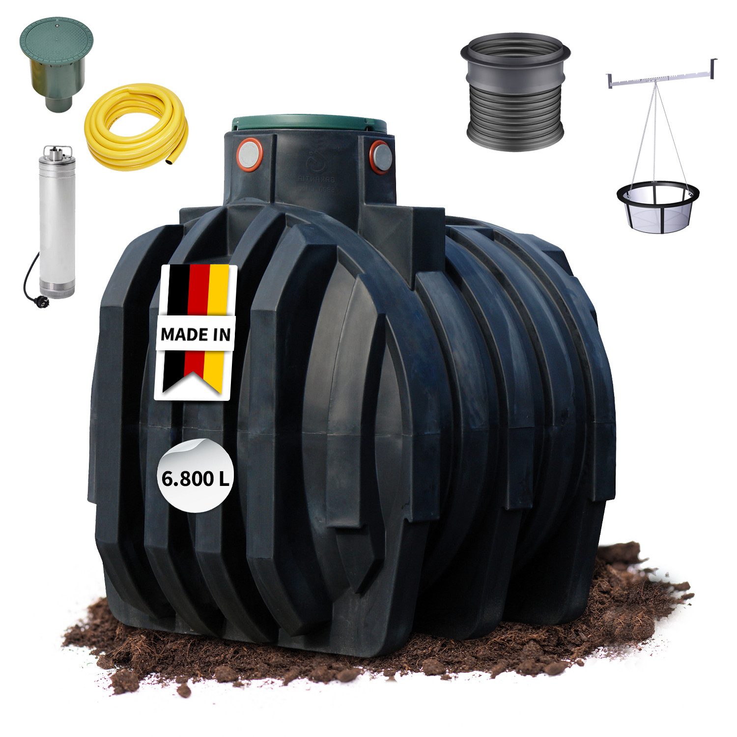 4rain Regenwassertank MONO Erdtank-Komplettset 6800 Liter, 6800 l