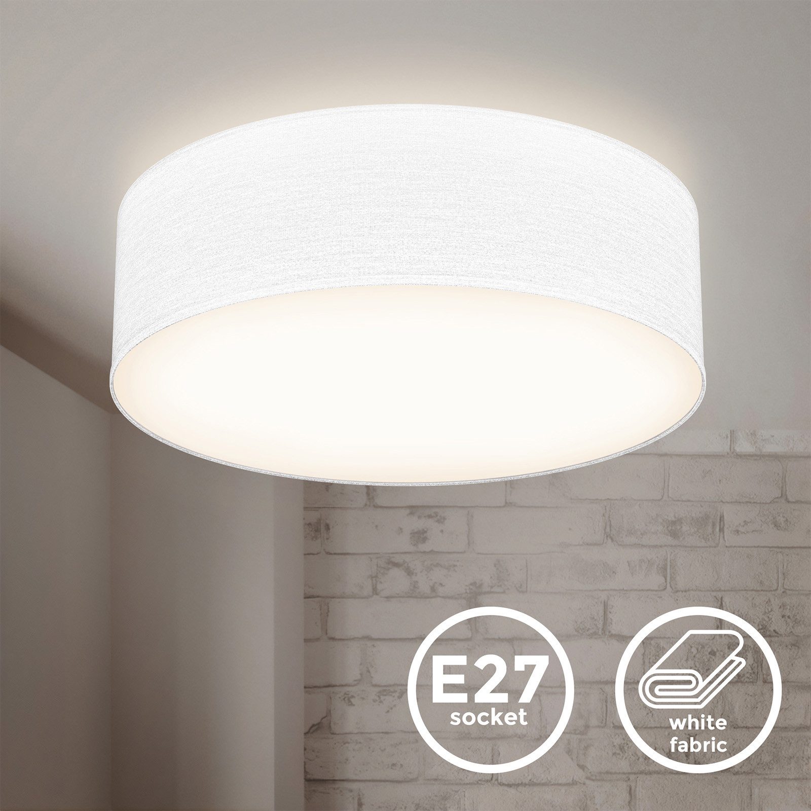 B.K.Licht Deckenleuchte Deckenleuchte Stoff-Deckenlampe Ø30cm 1-flammig günstig online kaufen