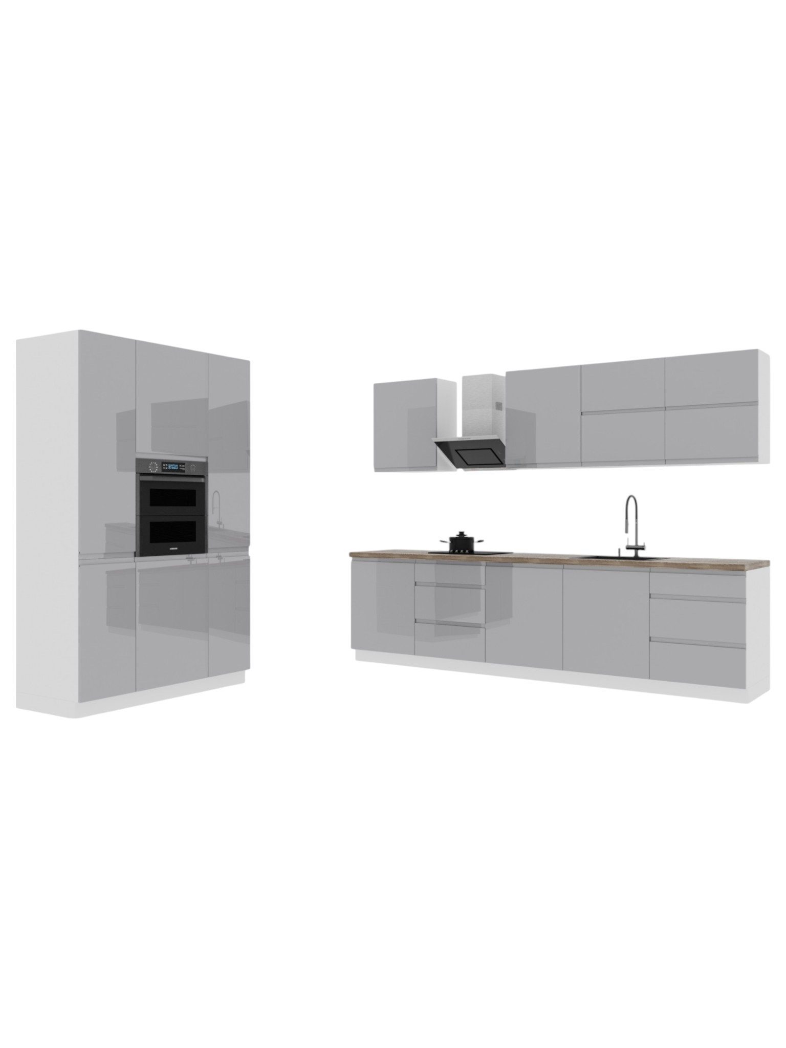 ROYAL24_MARKT Küchenzeile K74-G440 - Velmora - Strapazierfähig mit modernem Flair, (Komplett Set), Luxus – Modern – Präzise.
