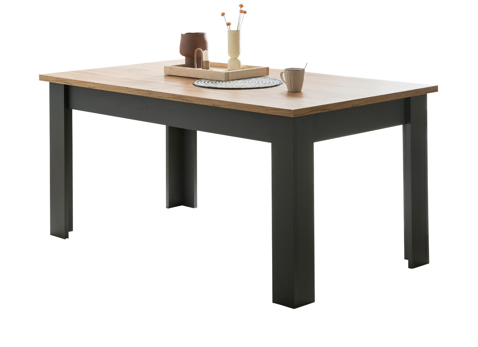 Furn.Design Esstisch Ribera (Küchentisch in matt grau und Wotan Eiche, 160 x 90 cm), für bis zu 6 Personen. € 269,99