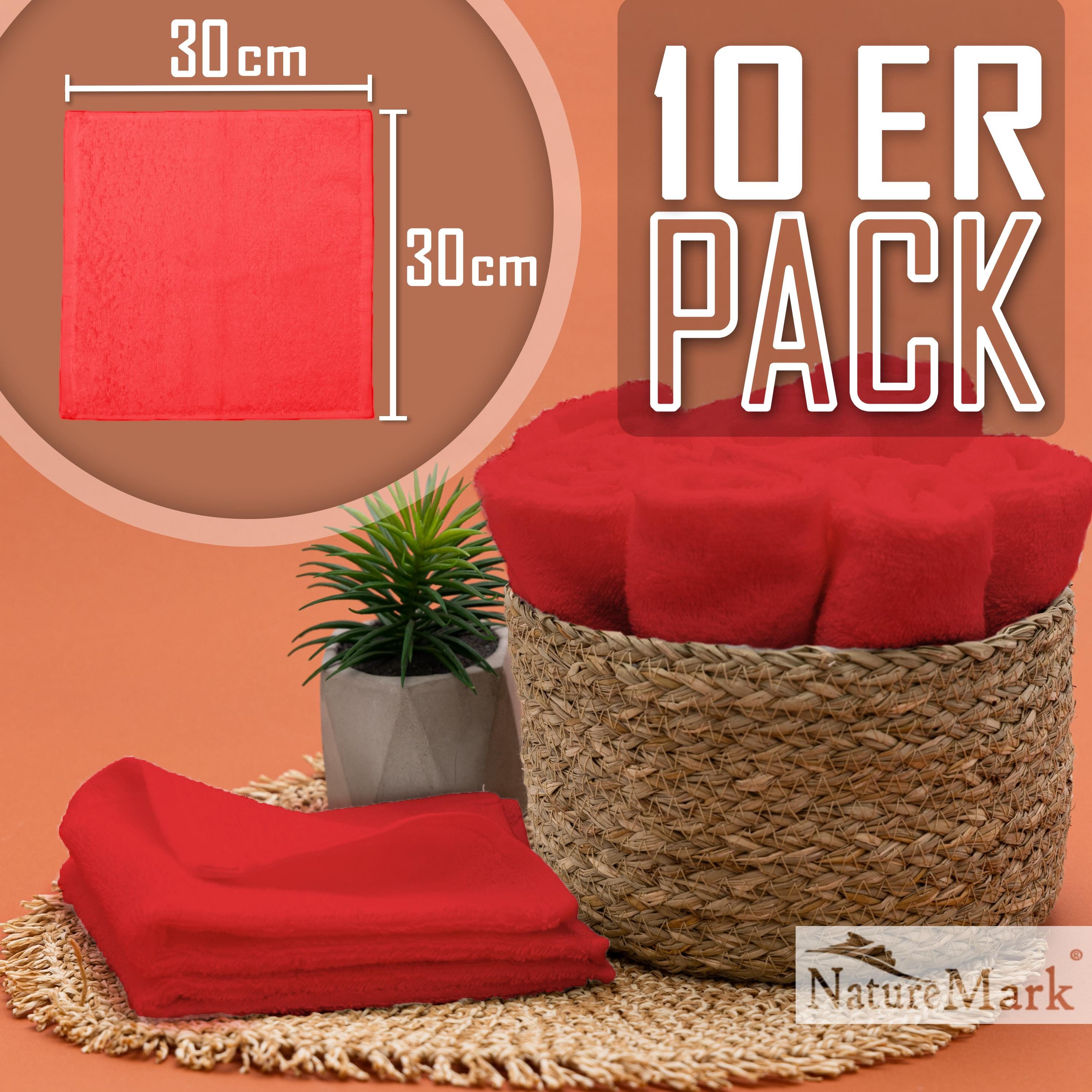 NatureMark Seiftuch 10er-Set Seiftücher 30x30cm 100% Baumwolle, (10-St), Frottier Waschlappen Seiflappen 30 x 30 cm, Rot – Bild 2 von 5
