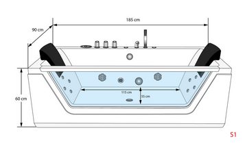 AcquaVapore Whirlpool-Badewanne Whirlpool Pool Badewanne Wanne AcquaVapore W83-TH-C