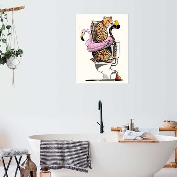 Posterlounge Wandfolie Wyatt9, Gepard auf der Toilette, Badezimmer Illustration