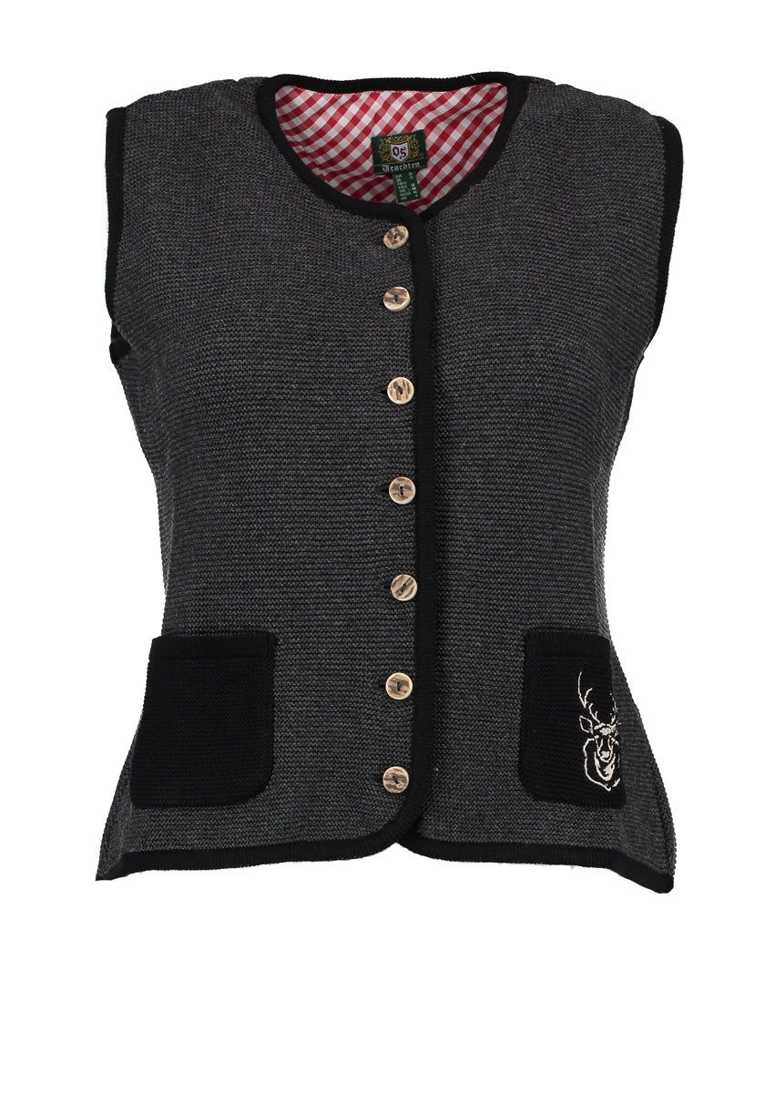 OS Trachten Strickweste Xeniro Rundhalsausschnitt günstig online kaufen