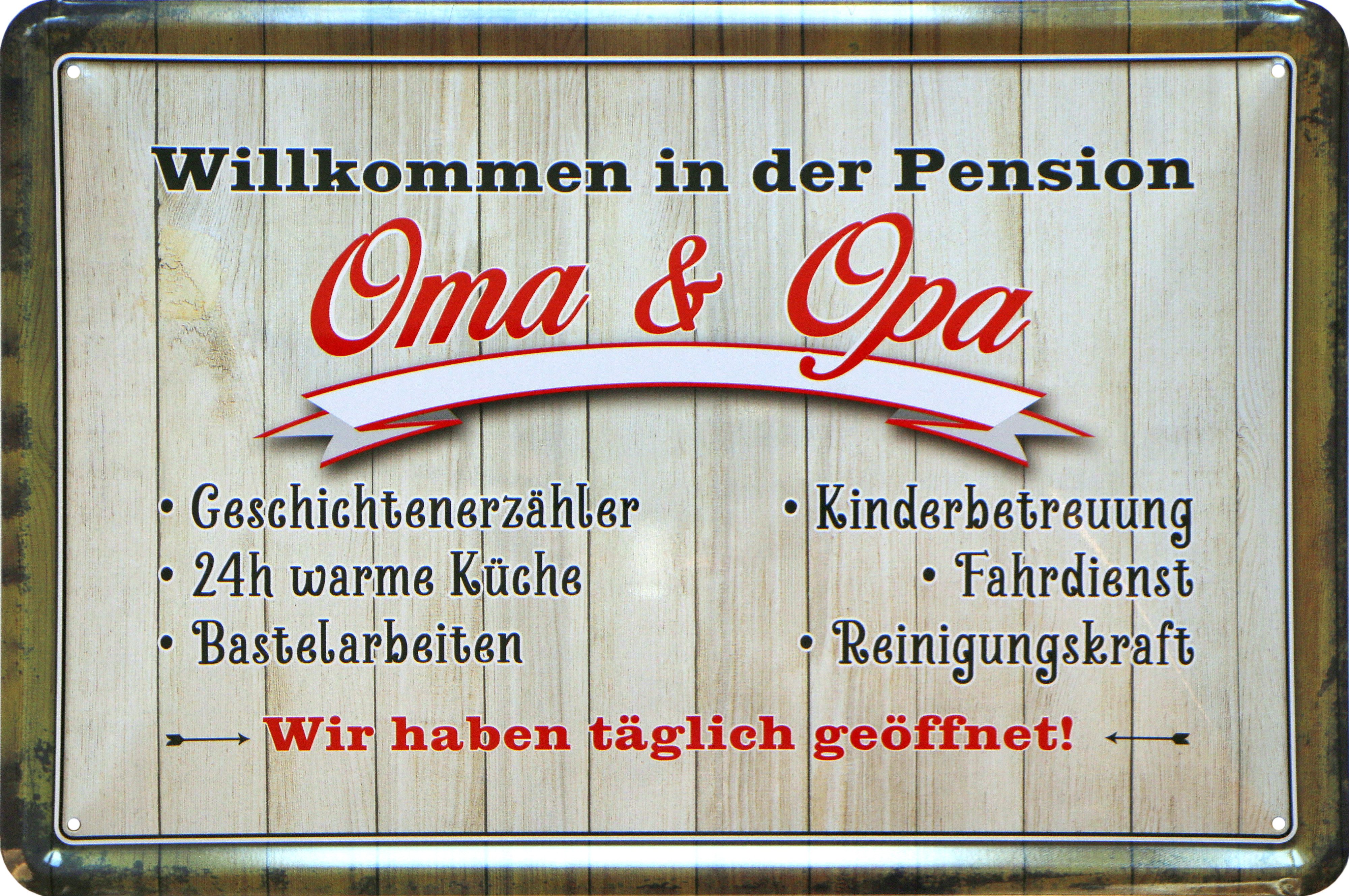 WOGEKA ART Metallbild Pension Oma und Opa - 20 x 30 cm Retro Blechschild, M günstig online kaufen