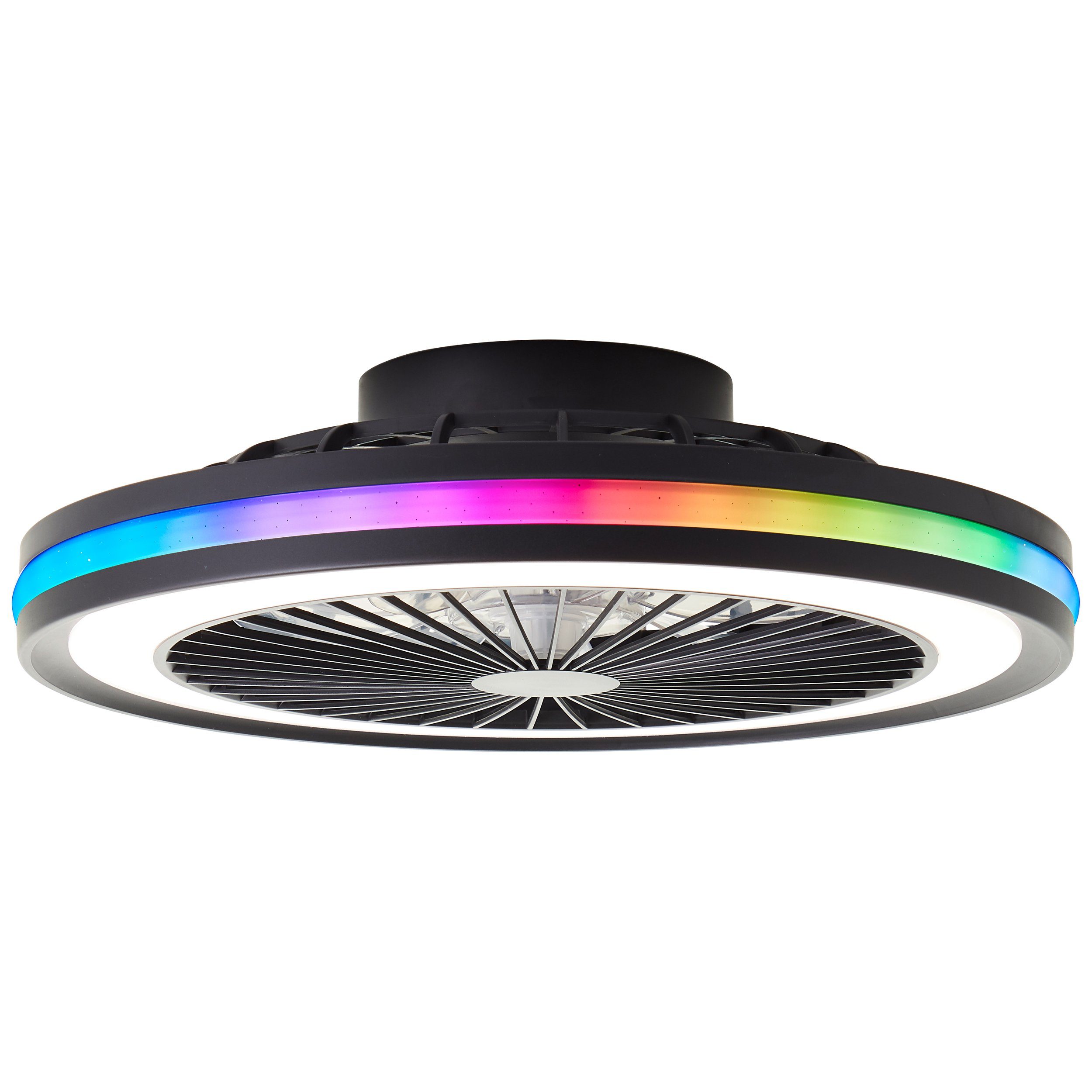Lightbox LED 46,6 Deckenleuchte, & RGB, cm, RGB fest Deckenlampe, - warmweiß Ø kaltweiß, Fernbedienung, integriert, CCT Ventilator, Ventilatorfunktion, LED