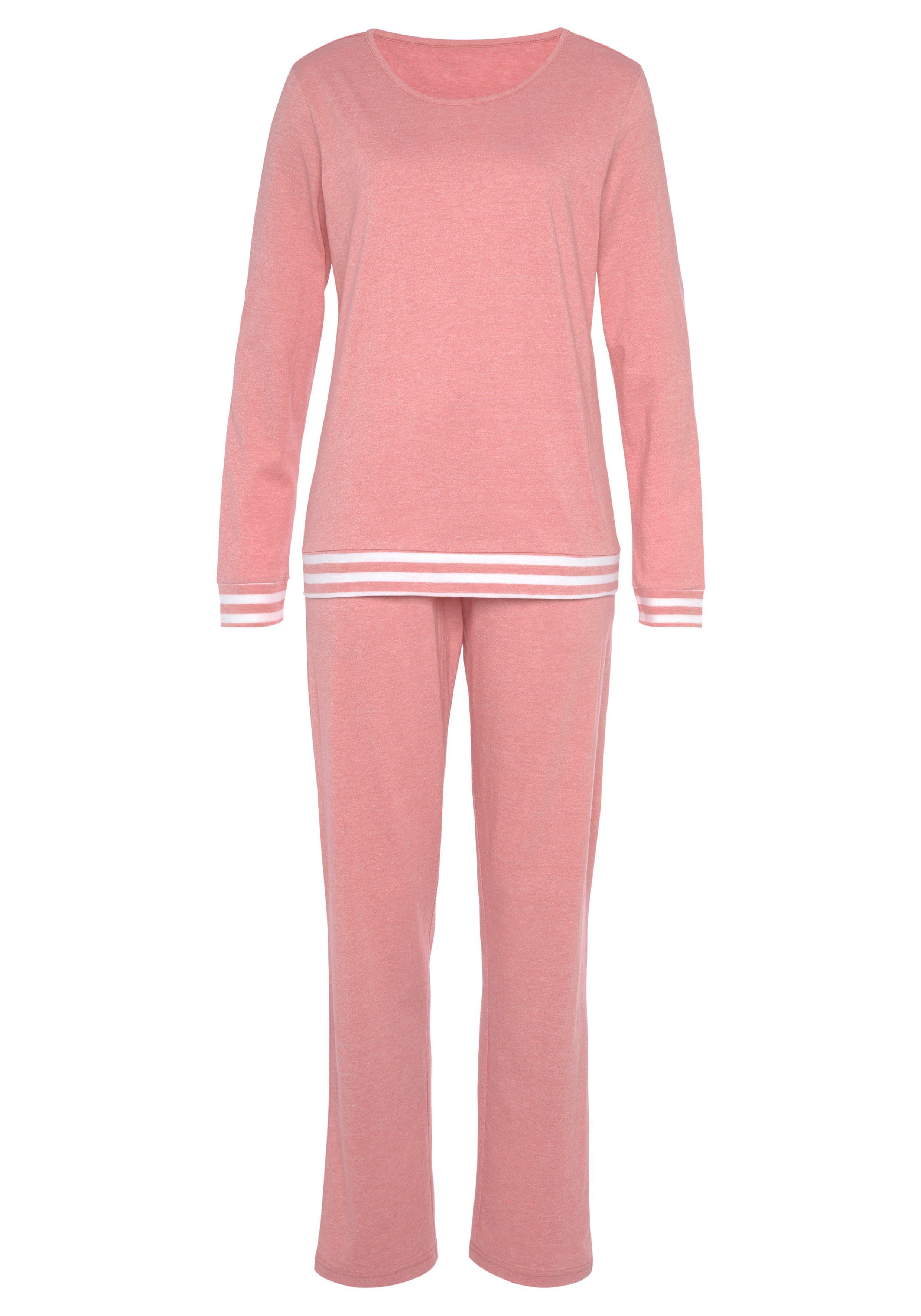 Vivance Dreams Pyjama (2 tlg) mit gestreiften Bündchen günstig online kaufen