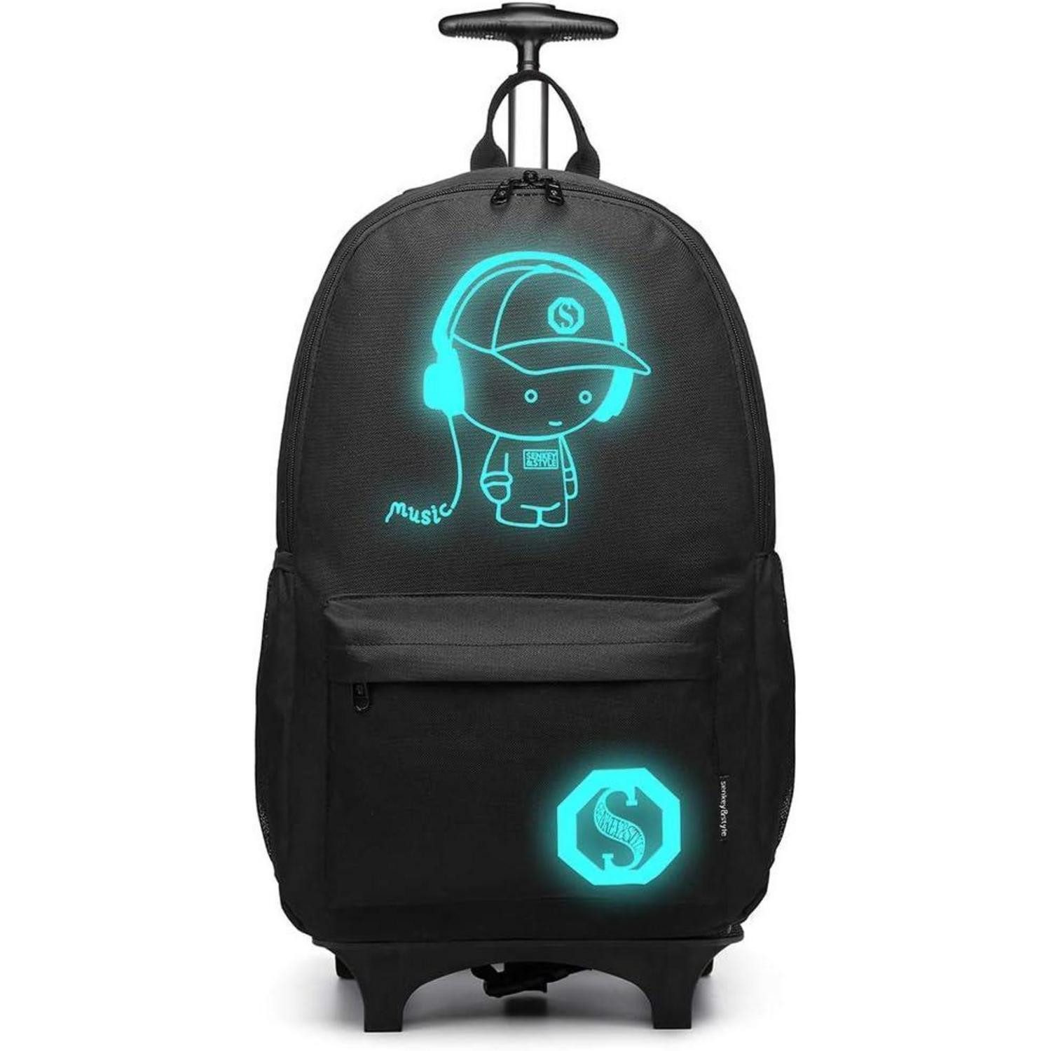 LuxusKollektion Kinderrucksack Kinderrucksack Trolley Rädern Schulrucksack Jungen Schwarz Koffer