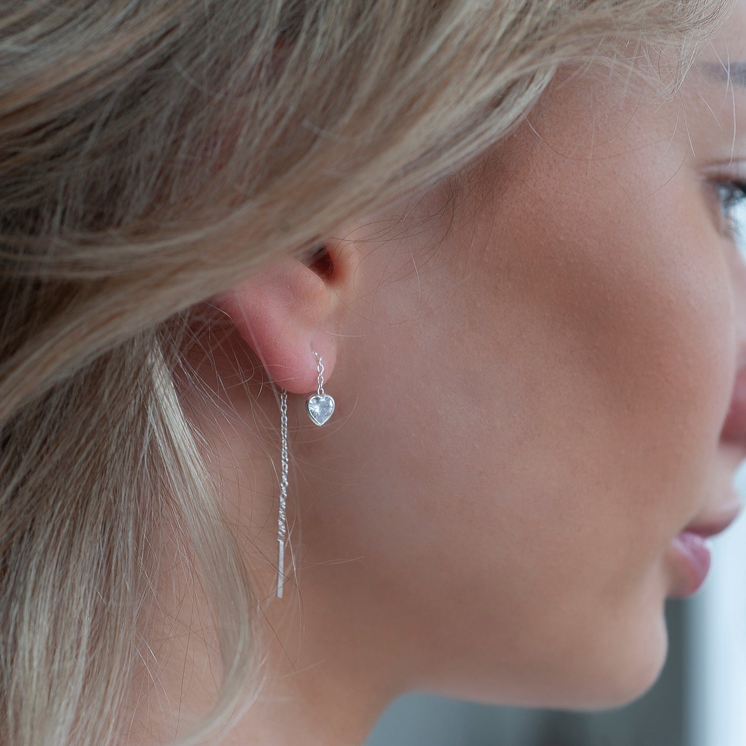 Materia Paar Ohrhänger Silber Durchzieher Herz Zirkonia weiß filigran SO-48 günstig online kaufen