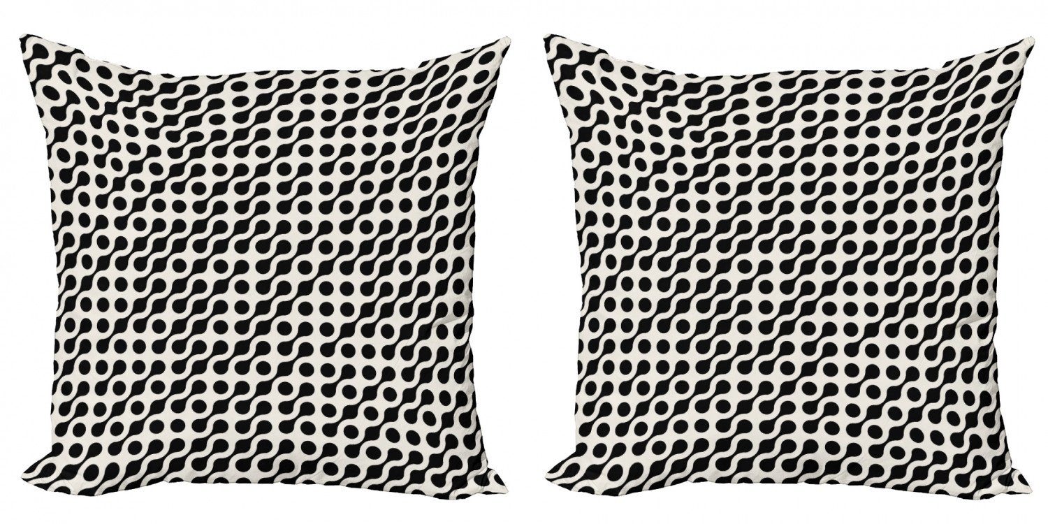 Kissenbezüge Modern Accent Doppelseitiger Digitaldruck, Abakuhaus (2 Stück), Schwarz und weiß abgerundete Kreise