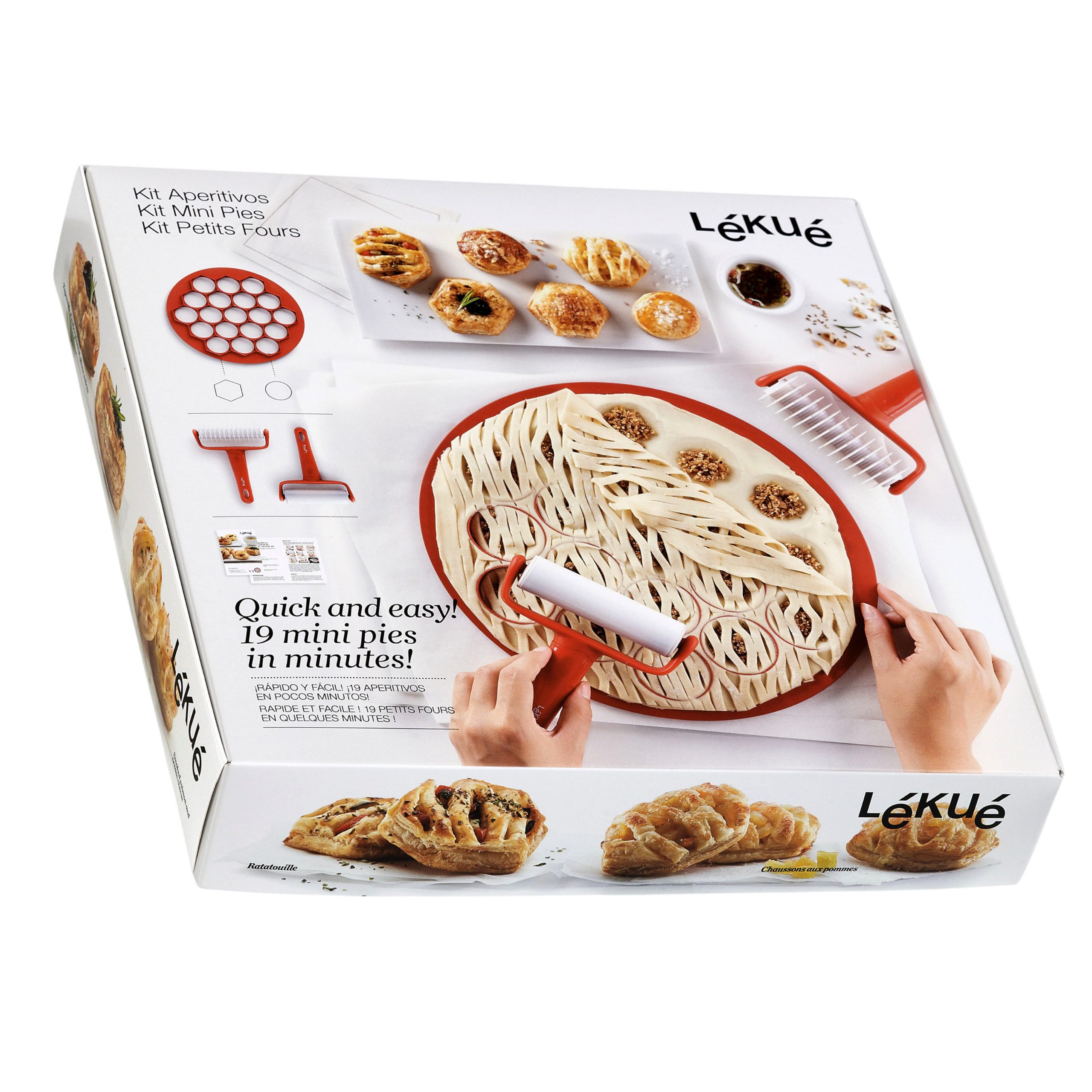 LEKUE Kuchenblech Lékué Kit Aperitivos Mini Pies Backset für 19 Häppchen BPA-frei