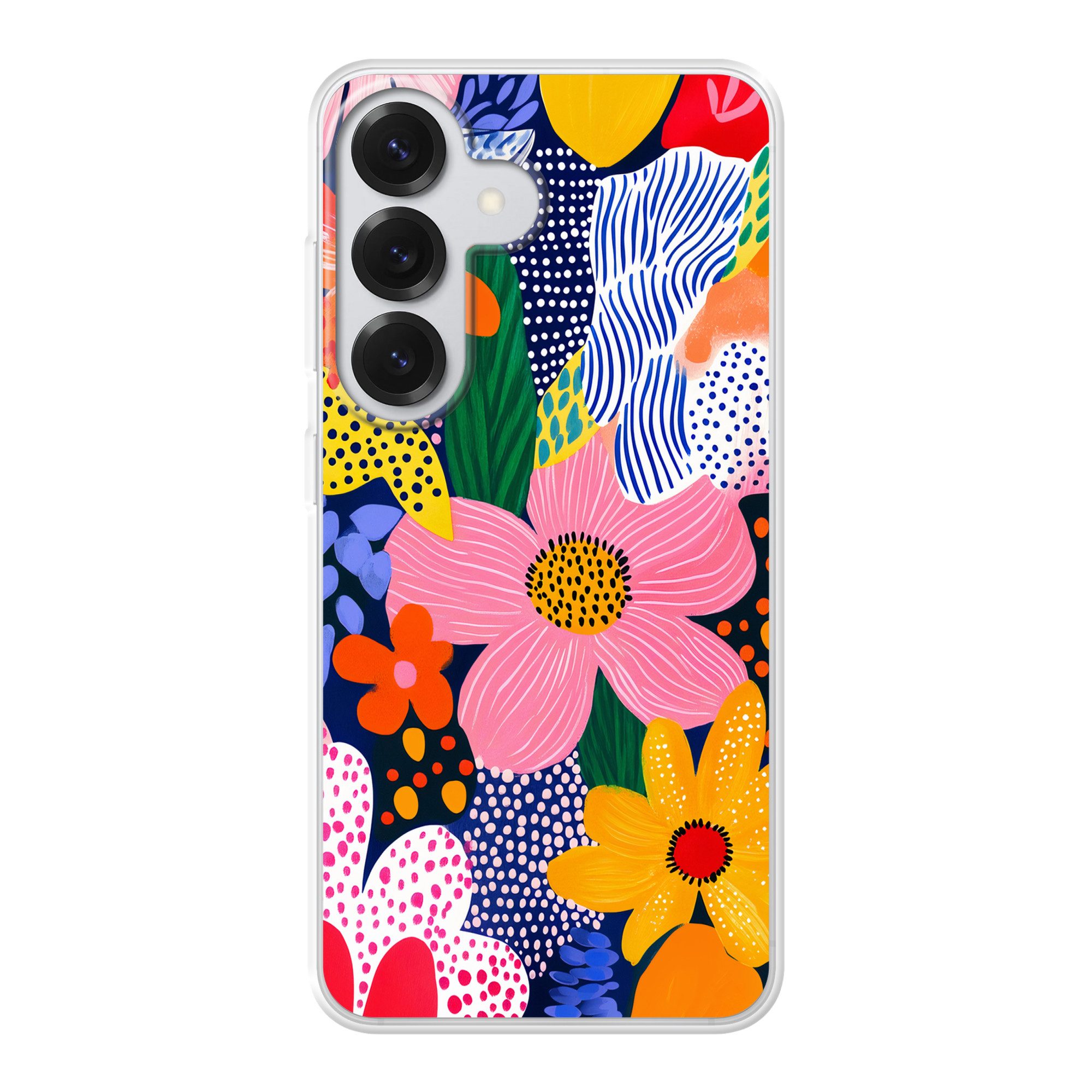 MuchoWow Handyhülle für Samsung Galaxy S26 Bunt - Blumen - Abstrakt - Punkte, Handy Case, Silikon, Bumper Case Dünn