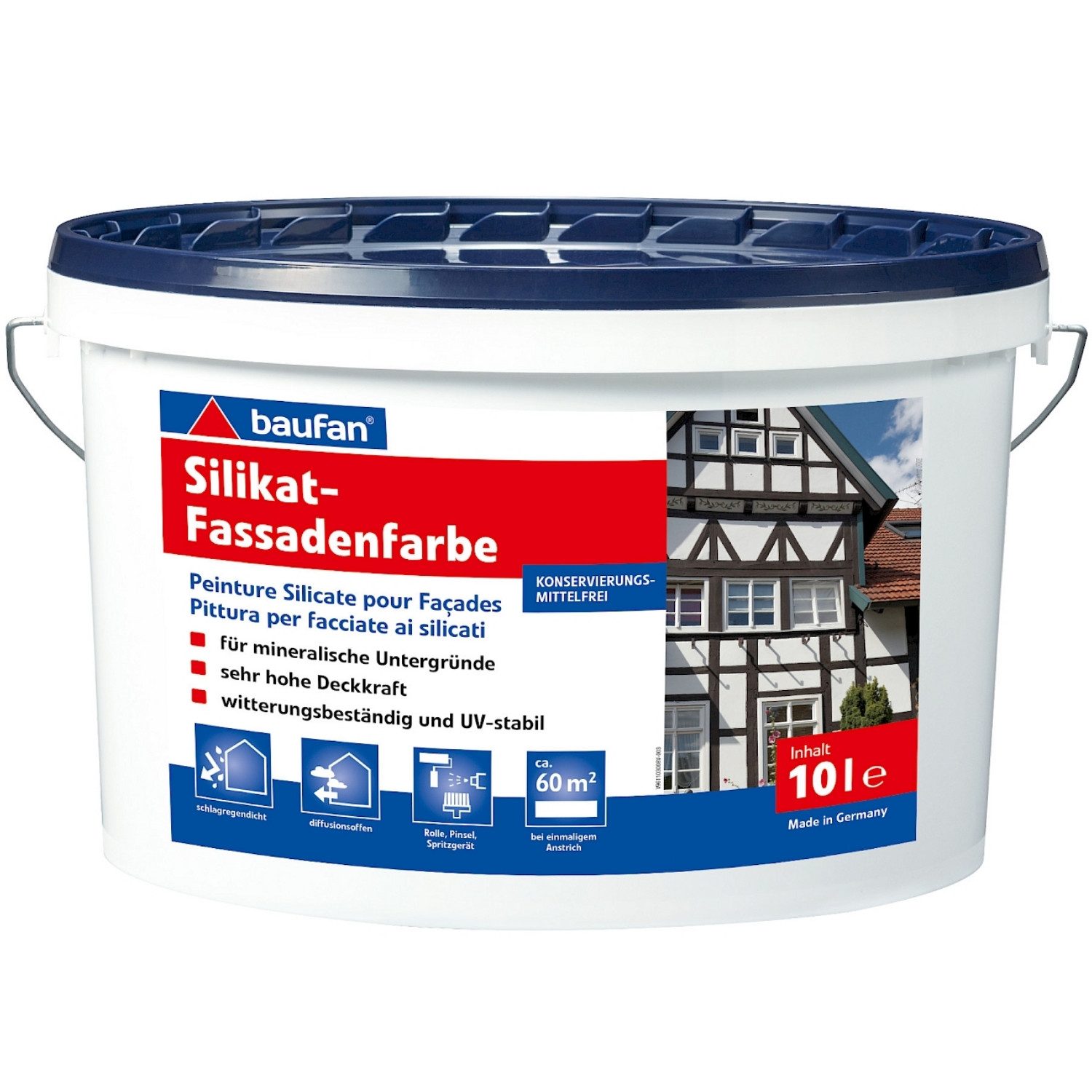baufan® Fassadenfarbe Baufan lösemittelfreie Silikat-Außenfarbe witterungsbeständig 10L