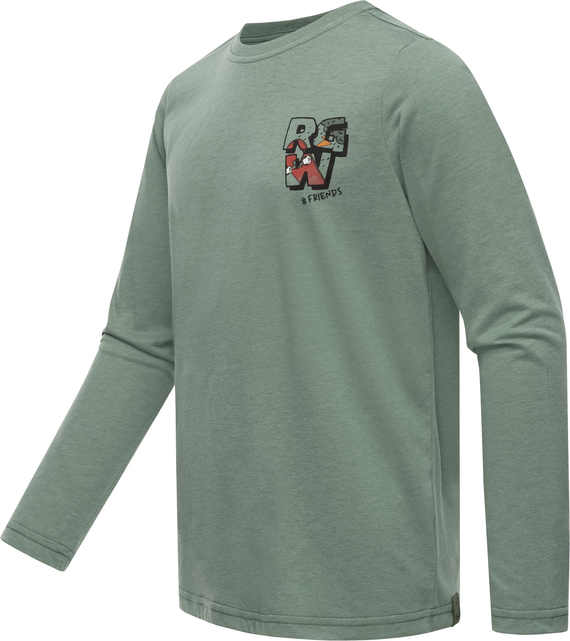 Logodruck Langarmshirt Sweatshirt Ragwear grün Jungen Leichtes Print mit Gurgi