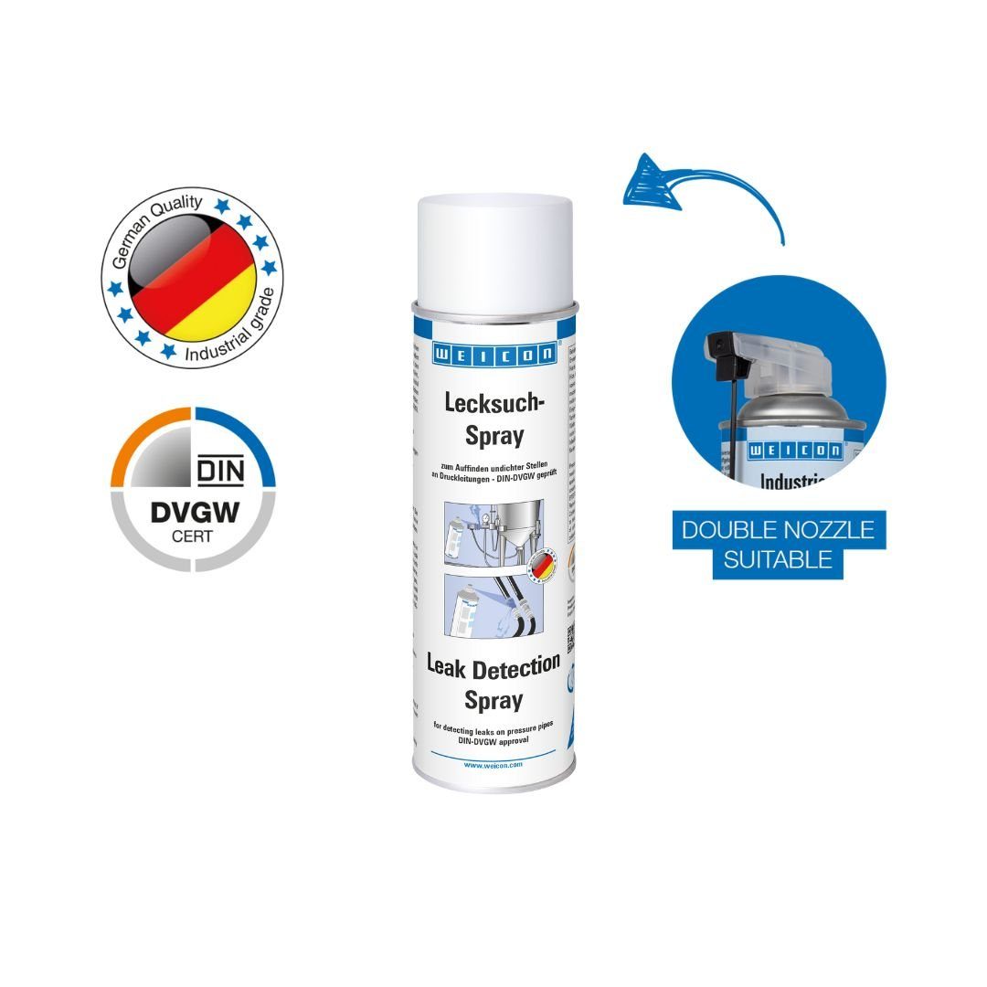 WEICON Lecksuch-Spray, 400 ml, weiß, milchig Reinigungsspray (Dose, [- Risse und Undichtigkeiten an Druckleitungen auffinden)