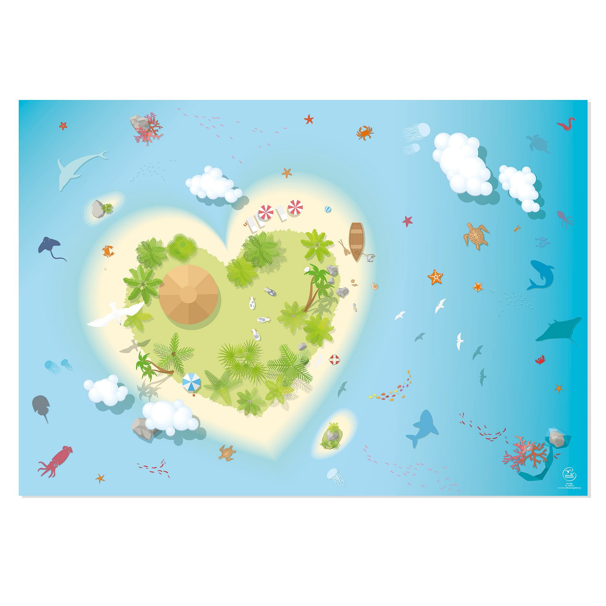 Bow & Hummingbird Geschenkpapier Geschenkpapier Sea Life, 100% Recyclingpapier