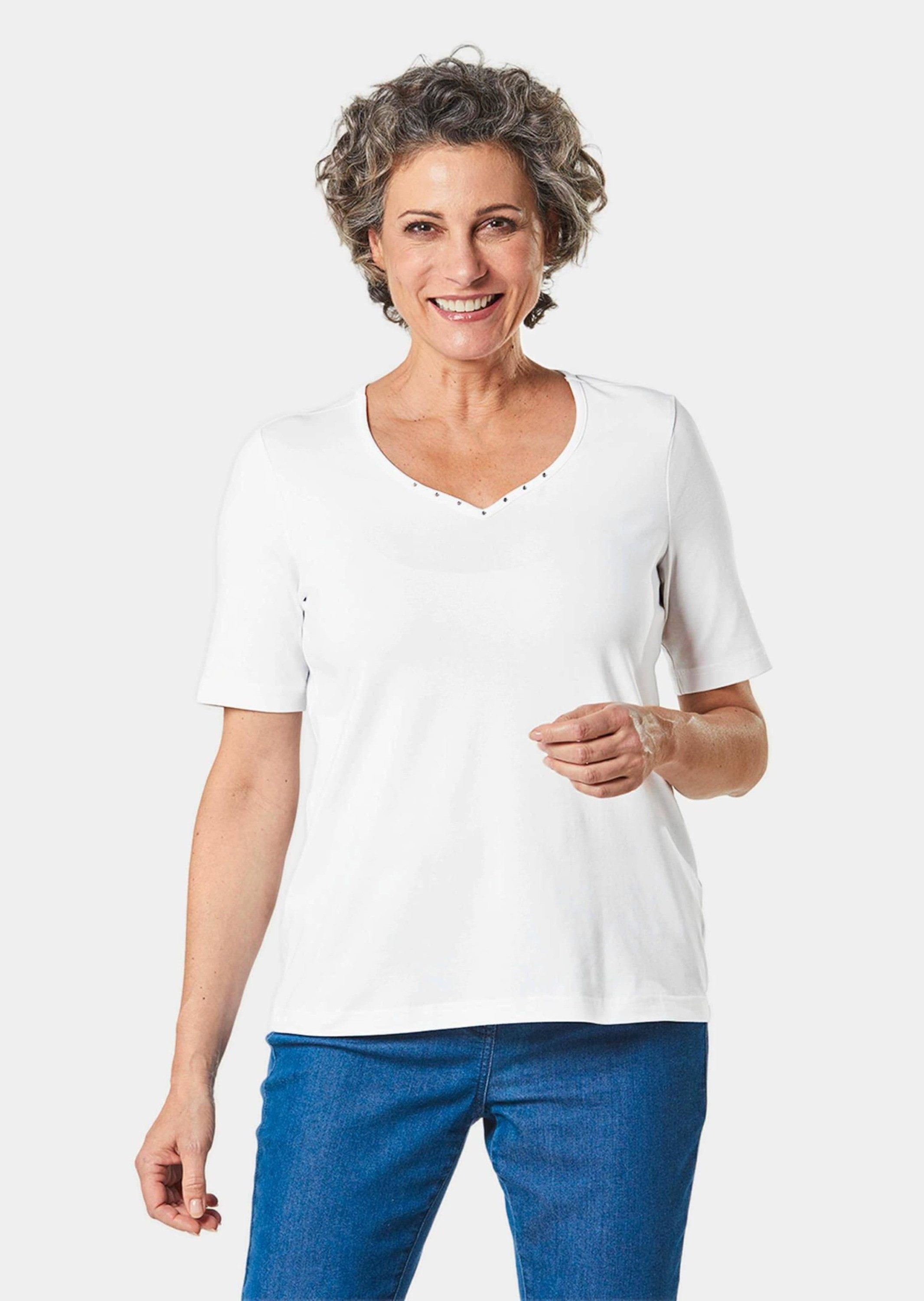 GOLDNER T-Shirt T-Shirt mit charmantem Ausschnitt günstig online kaufen