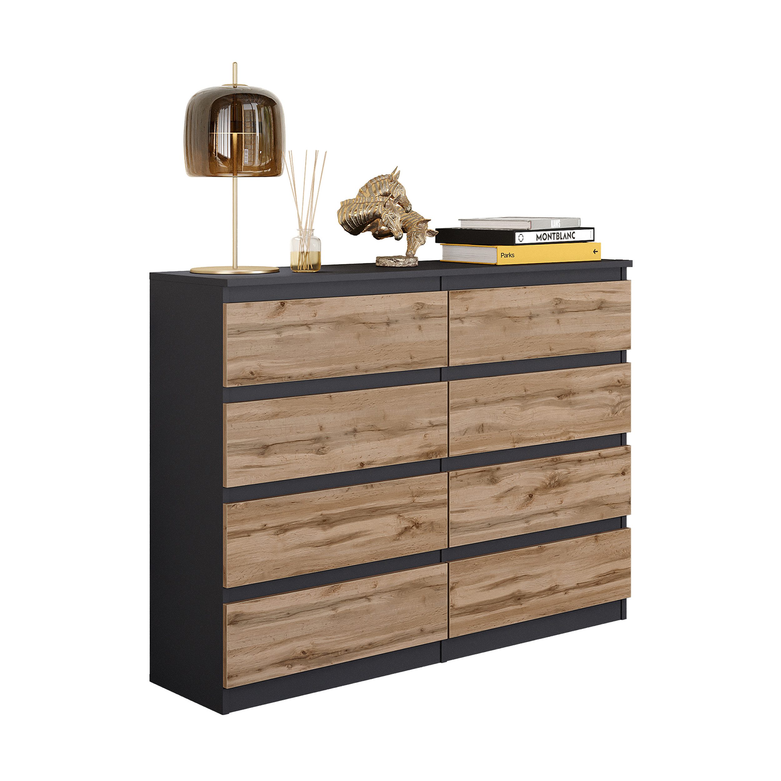 Furnica Kommode Highboard, 8 Schubladen, Sideboard, Breite 120cm Höhe 92cm