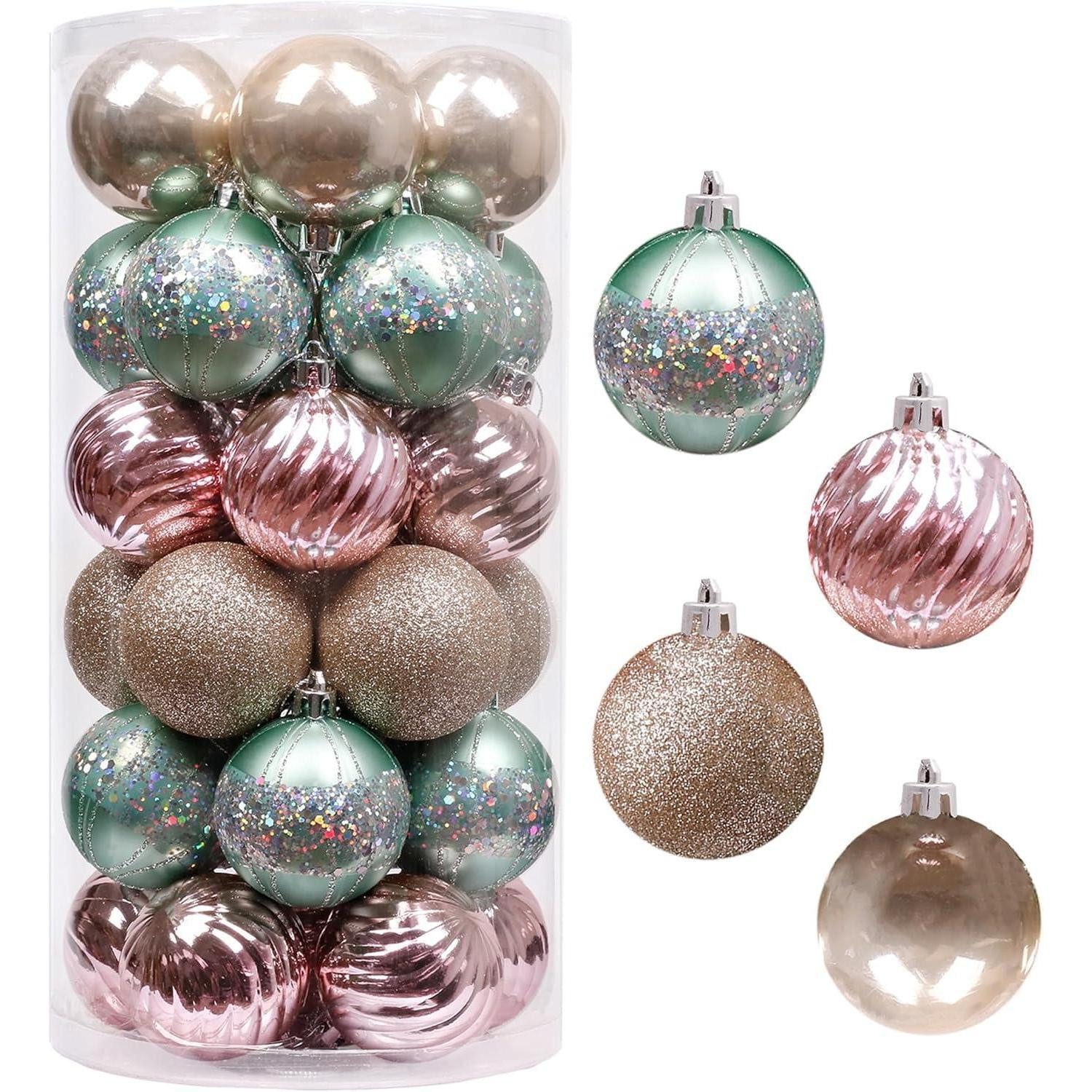 LuxusKollektion Weihnachtsbaumkugel Weihnachtskugeln 30 Stücke 6CM Kunststoff Christbaumkugeln Mintgrün