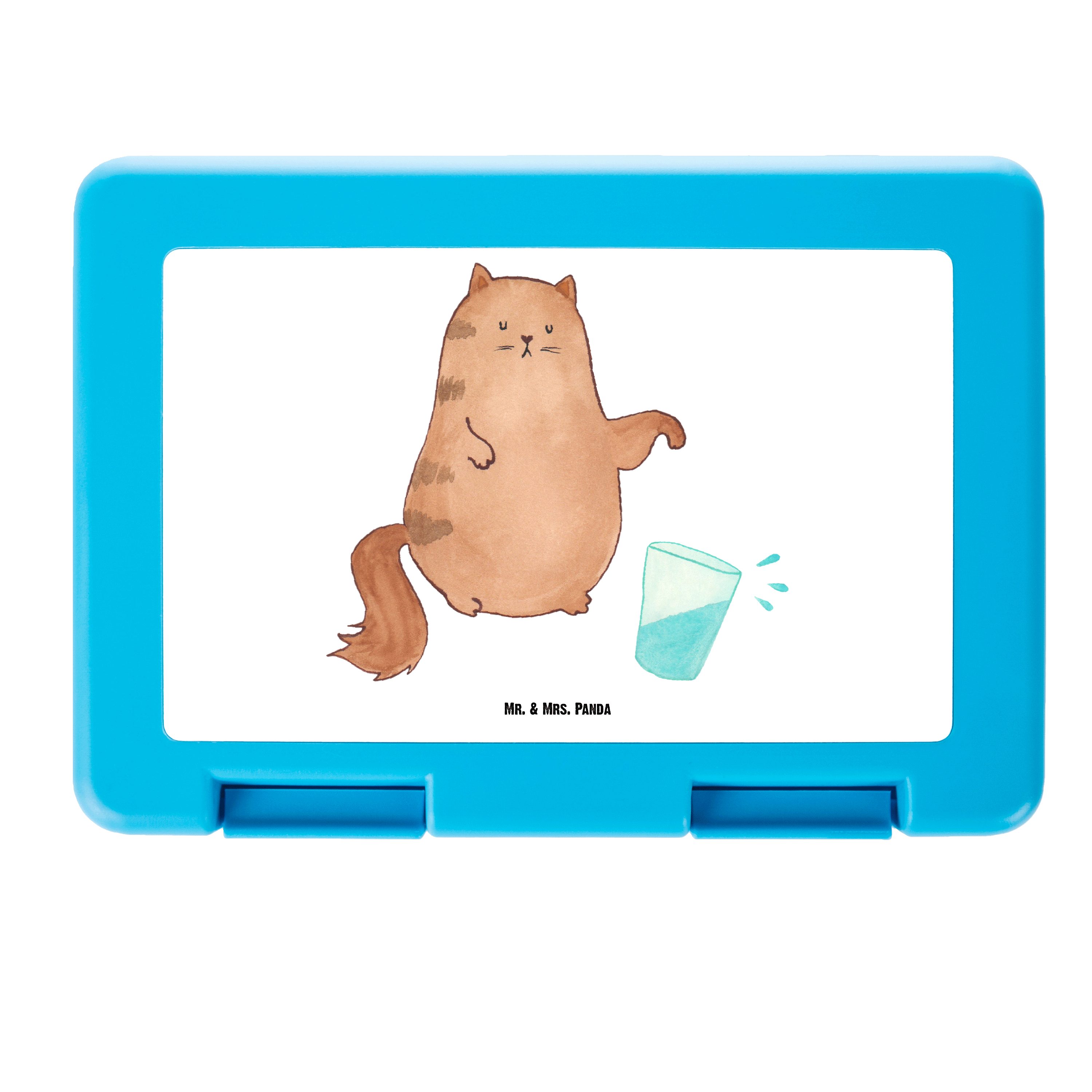 Mr. & Mrs. Panda Butterdose Katze Wasserglas - Weiß - Geschenk, Katzenmotive, lustig, Katzenfreu, Premium Kunststoff, (1-tlg) | Butterdosen