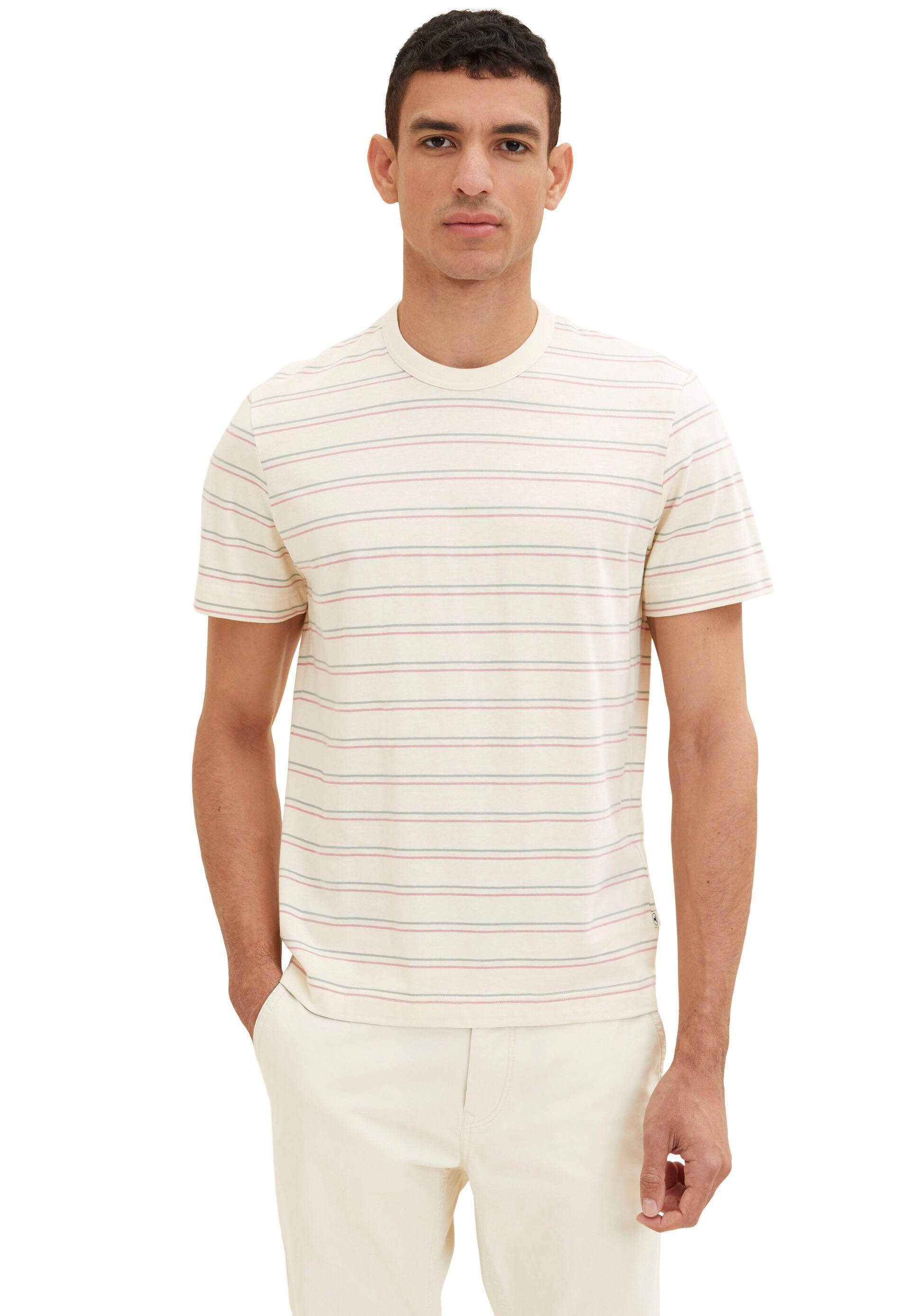 TOM TAILOR T-Shirt vintage beige multi stripe