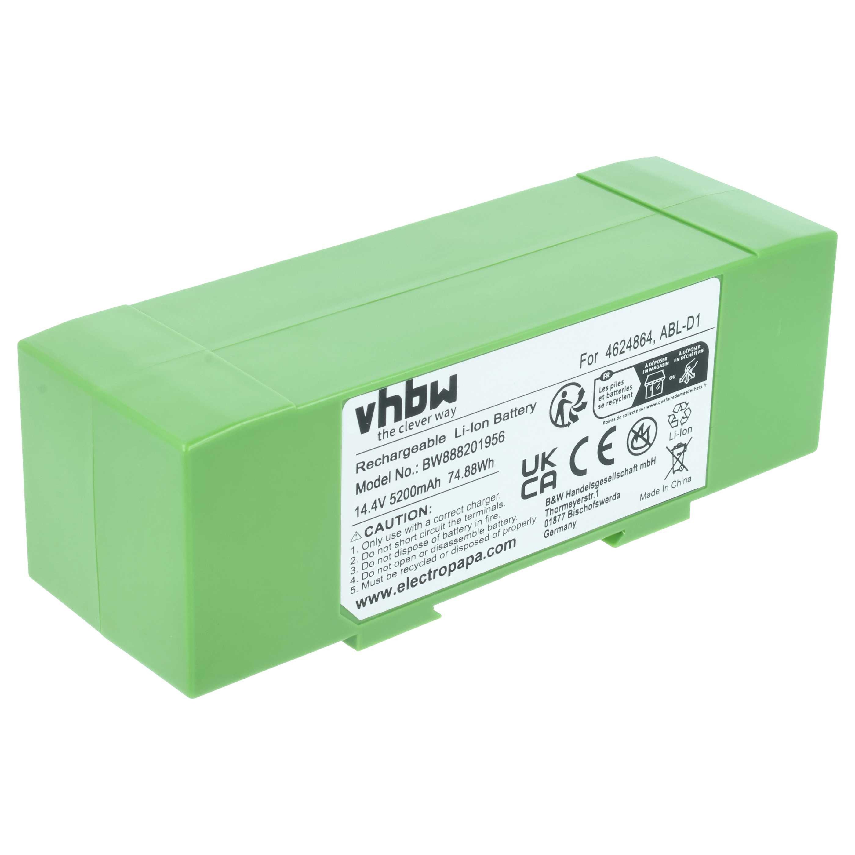vhbw Akku passend für iRobot Roomba e515040, 5150, e515240, 7150, 7550, Staubsauger-Akku Akku Li-Ion 5200 mAh (14,4 V, 1 St), Leistungsfähiger Austausch-Akku für Ihren Saugroboter